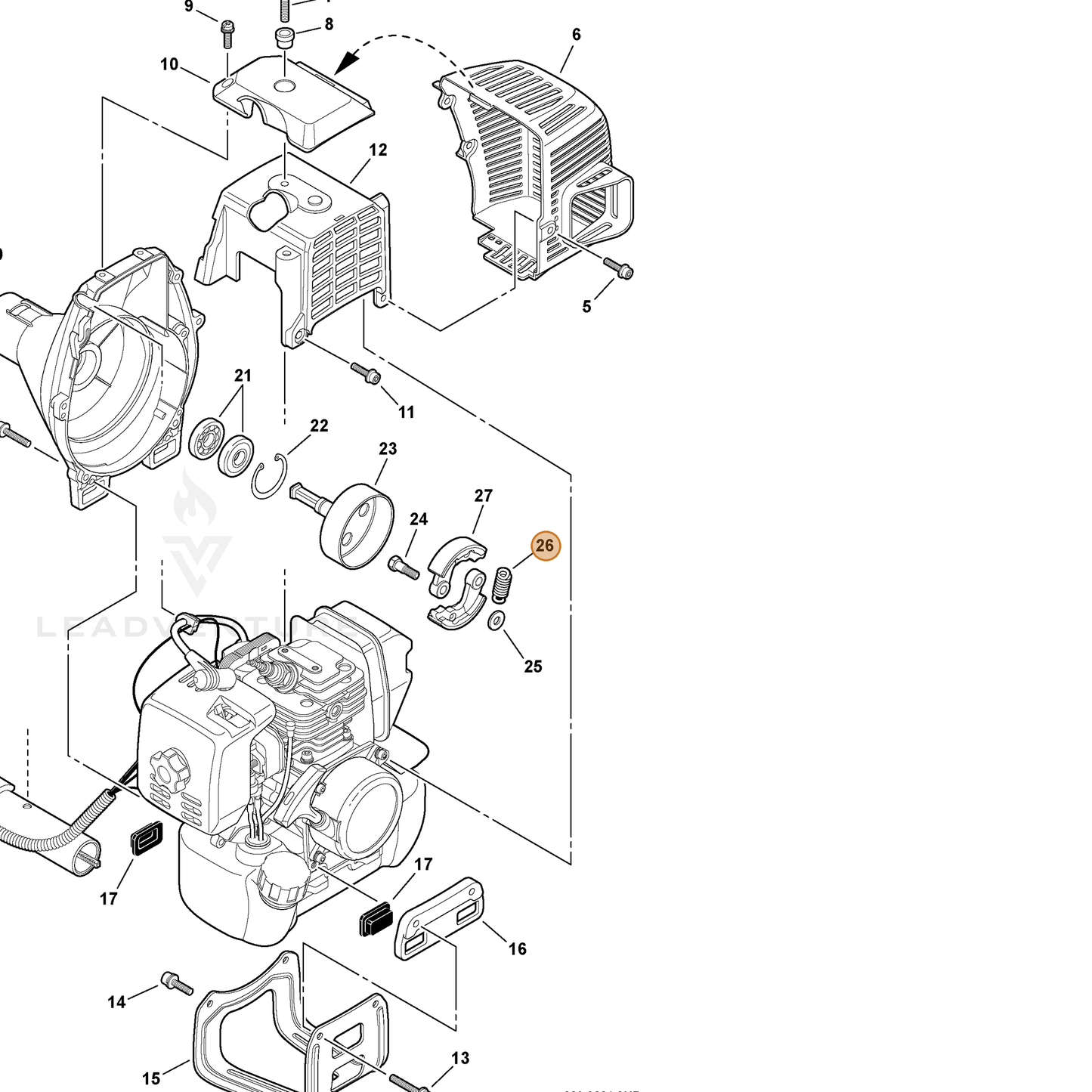 ECHO part 17501849933 — IPL diagram snippet (6x zoom, amber highlight)