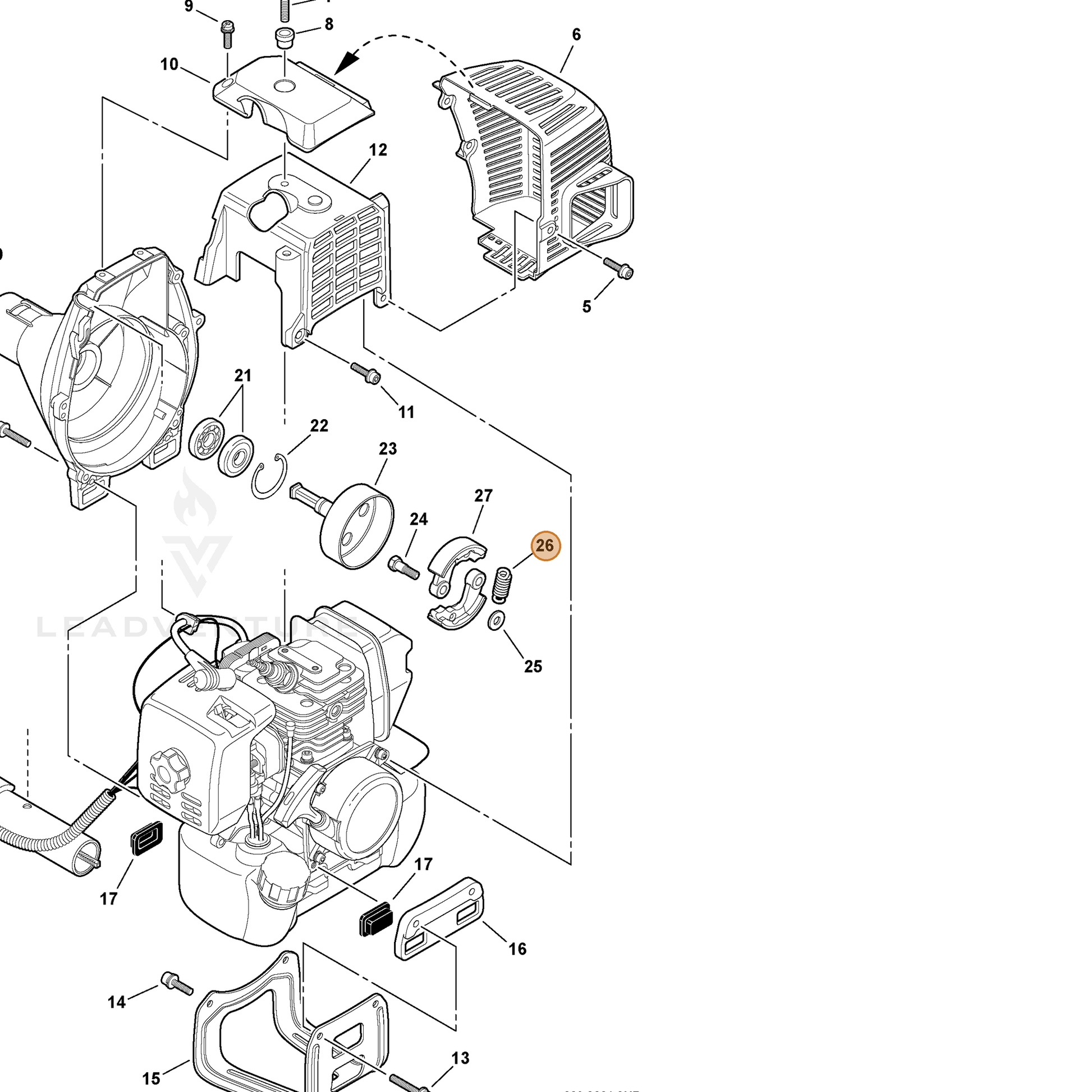 ECHO part 17501849933 — IPL diagram snippet (6x zoom, amber highlight)