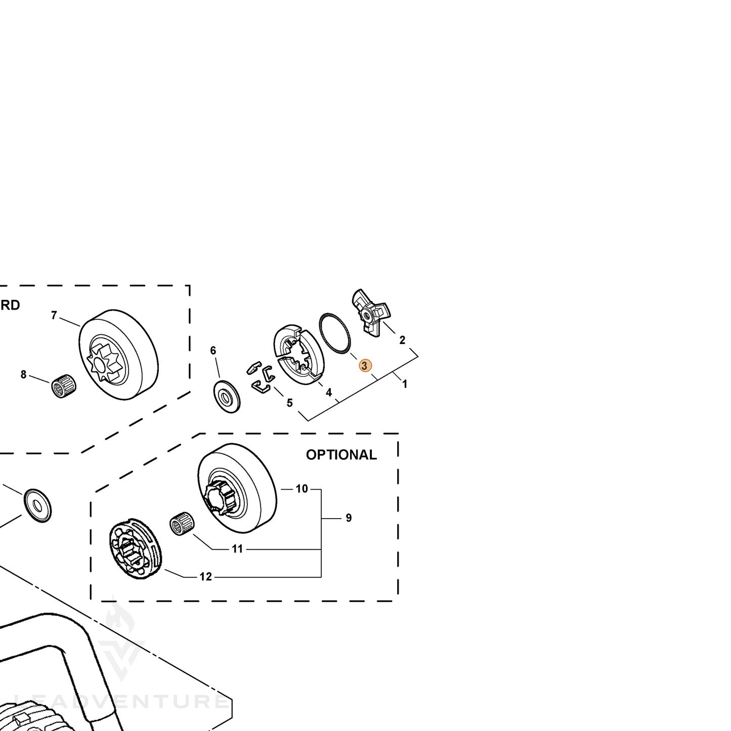 ECHO part 17501859530 — IPL diagram snippet (6x zoom, amber highlight)