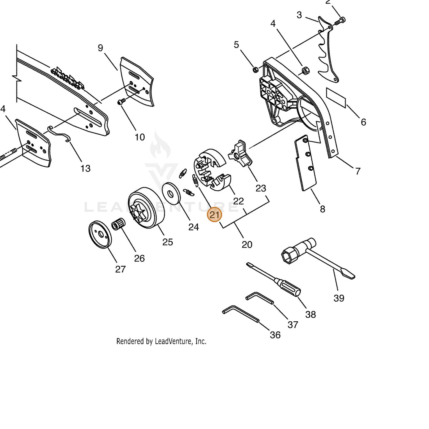ECHO part 17501860730 — IPL diagram snippet (6x zoom, amber highlight)