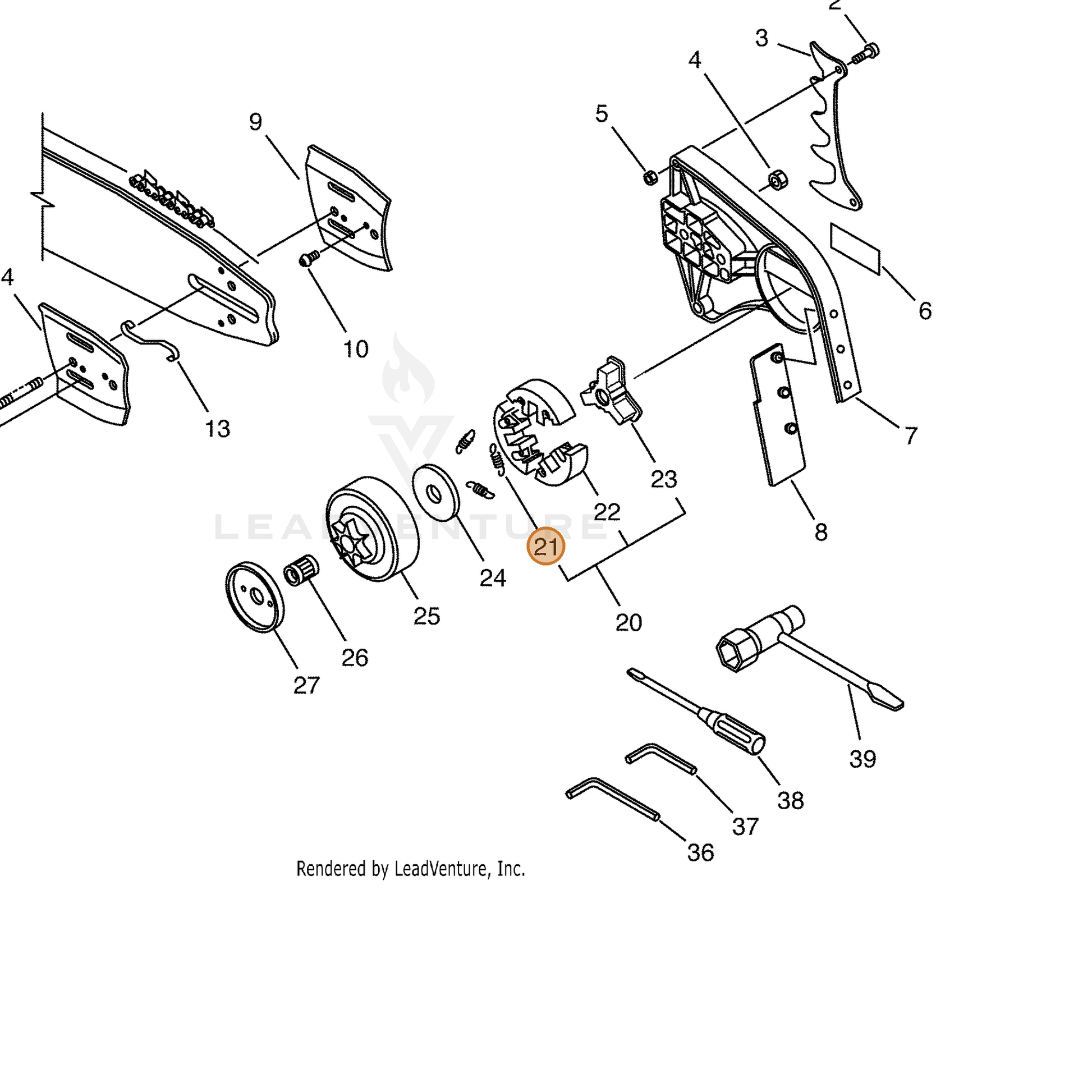 ECHO part 17501860730 — IPL diagram snippet (6x zoom, amber highlight)