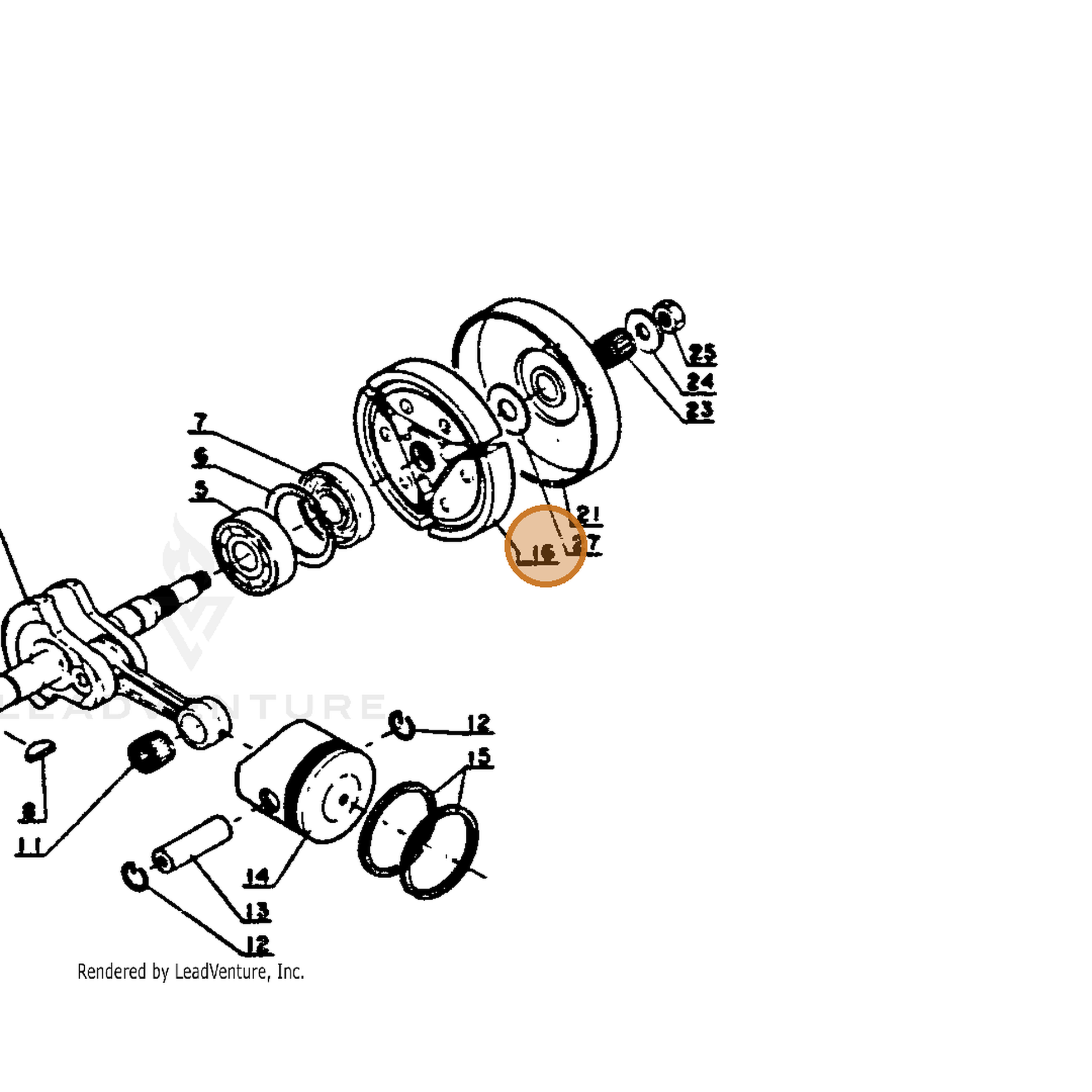 ECHO part 17501903930 — IPL diagram snippet (6x zoom, amber highlight)