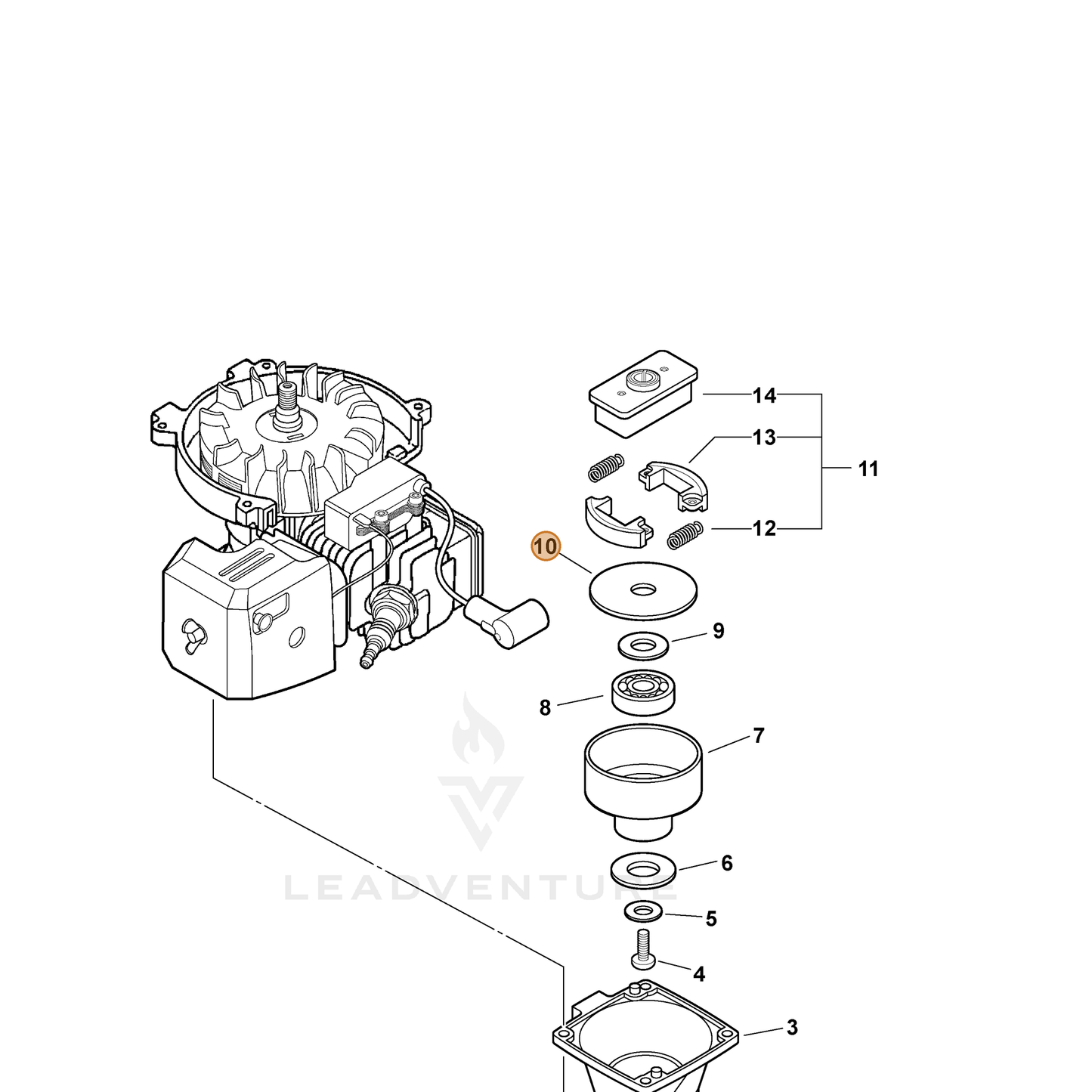 ECHO part 17501904630 — IPL diagram snippet (6x zoom, amber highlight)