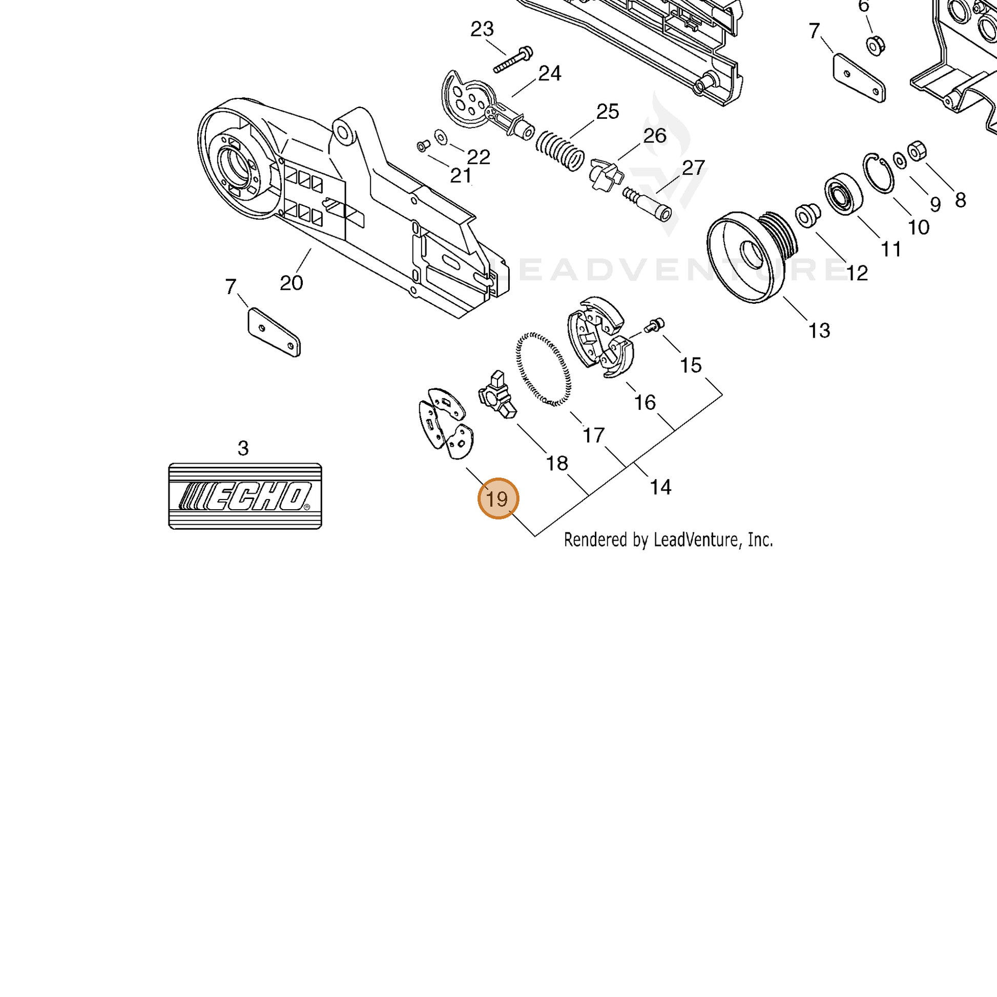 ECHO part 17501916130 — IPL diagram snippet (6x zoom, amber highlight)