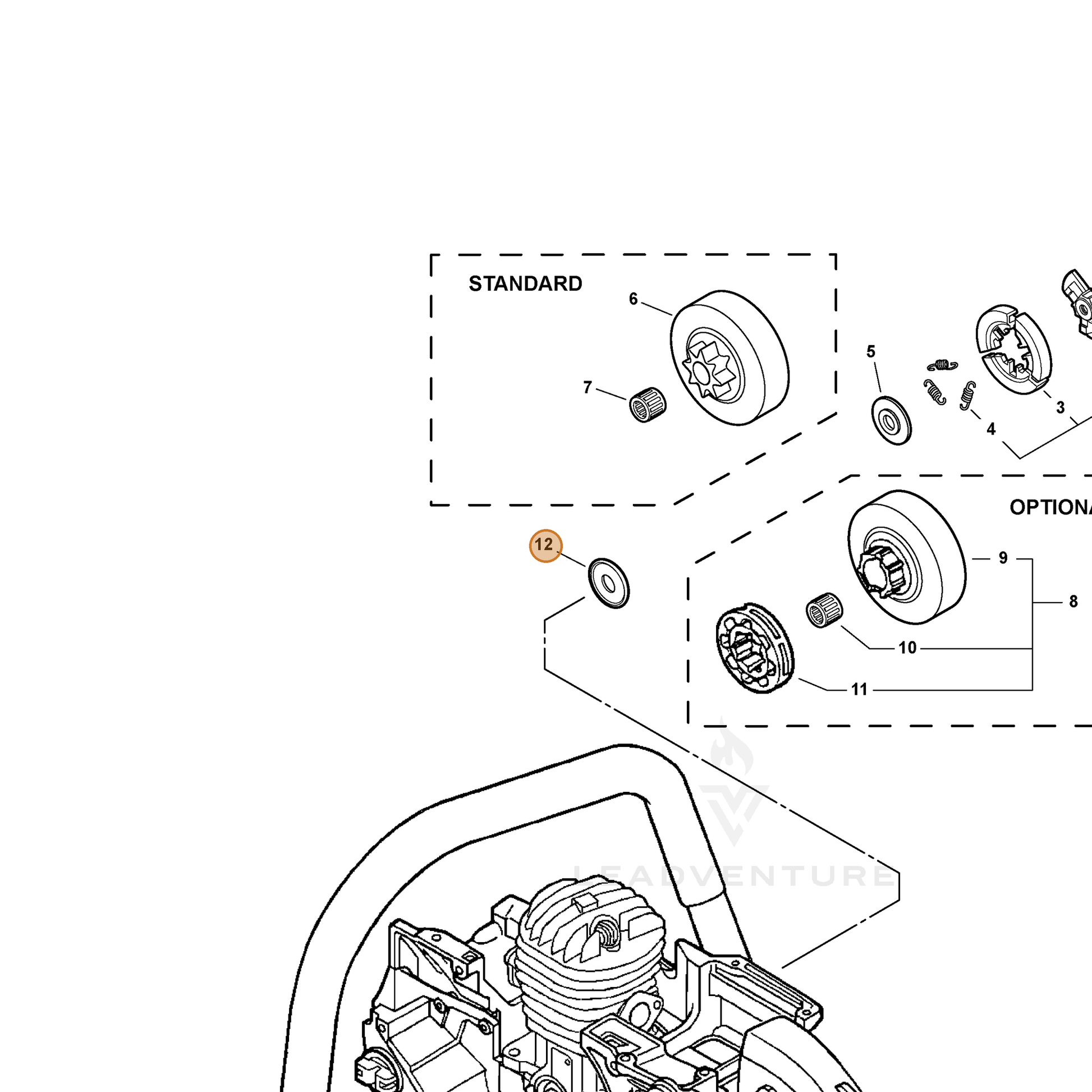 ECHO part 17501938330 — IPL diagram snippet (6x zoom, amber highlight)
