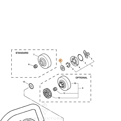 ECHO part 17501959530 — IPL diagram snippet (6x zoom, amber highlight)