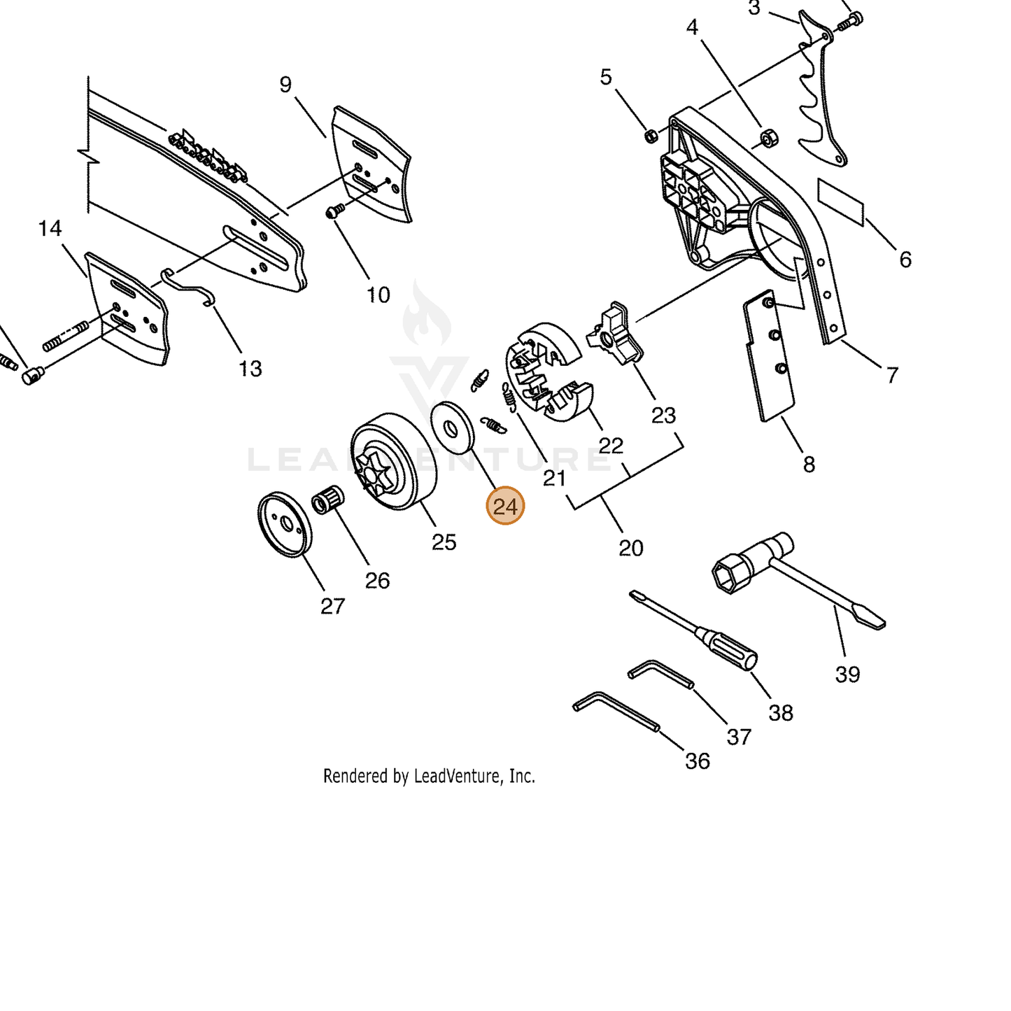 ECHO part 17501960130 — IPL diagram snippet (6x zoom, amber highlight)