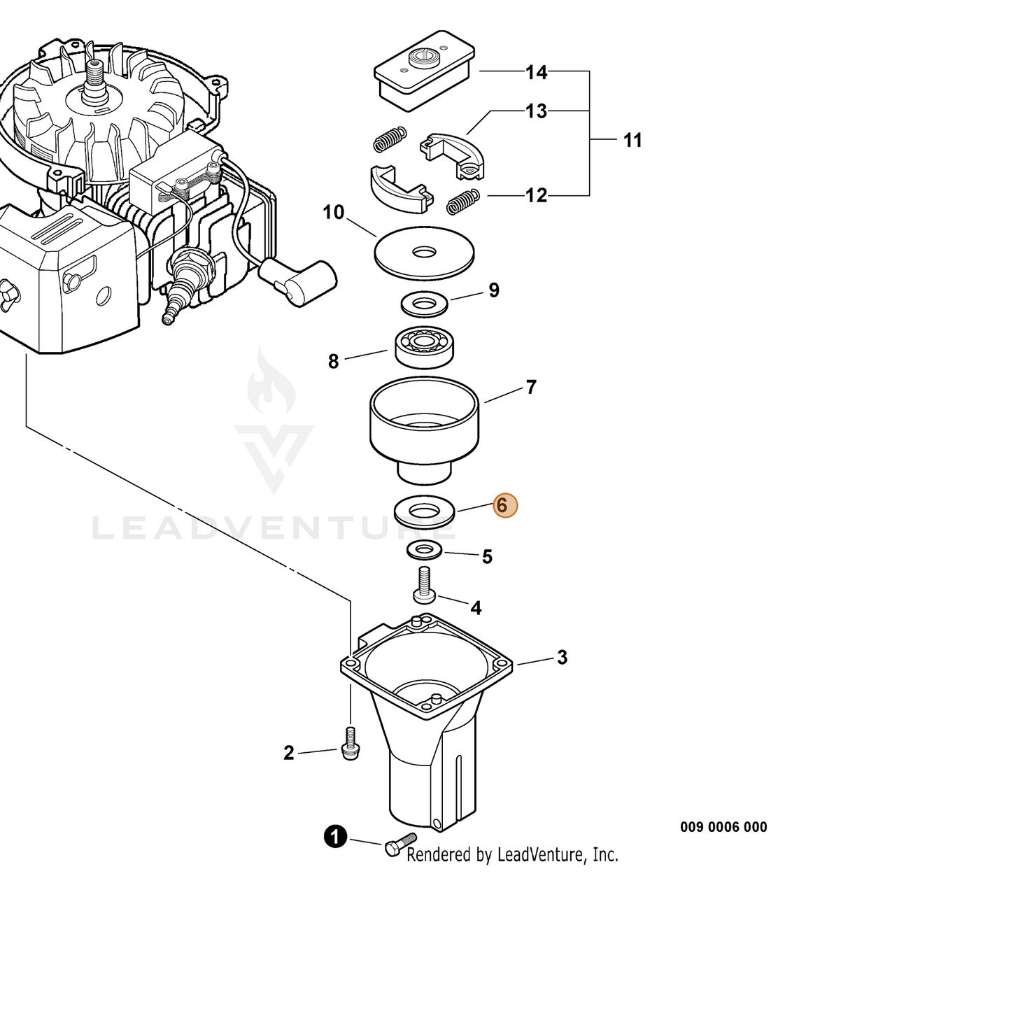 ECHO part 17504404630 — IPL diagram snippet (6x zoom, amber highlight)