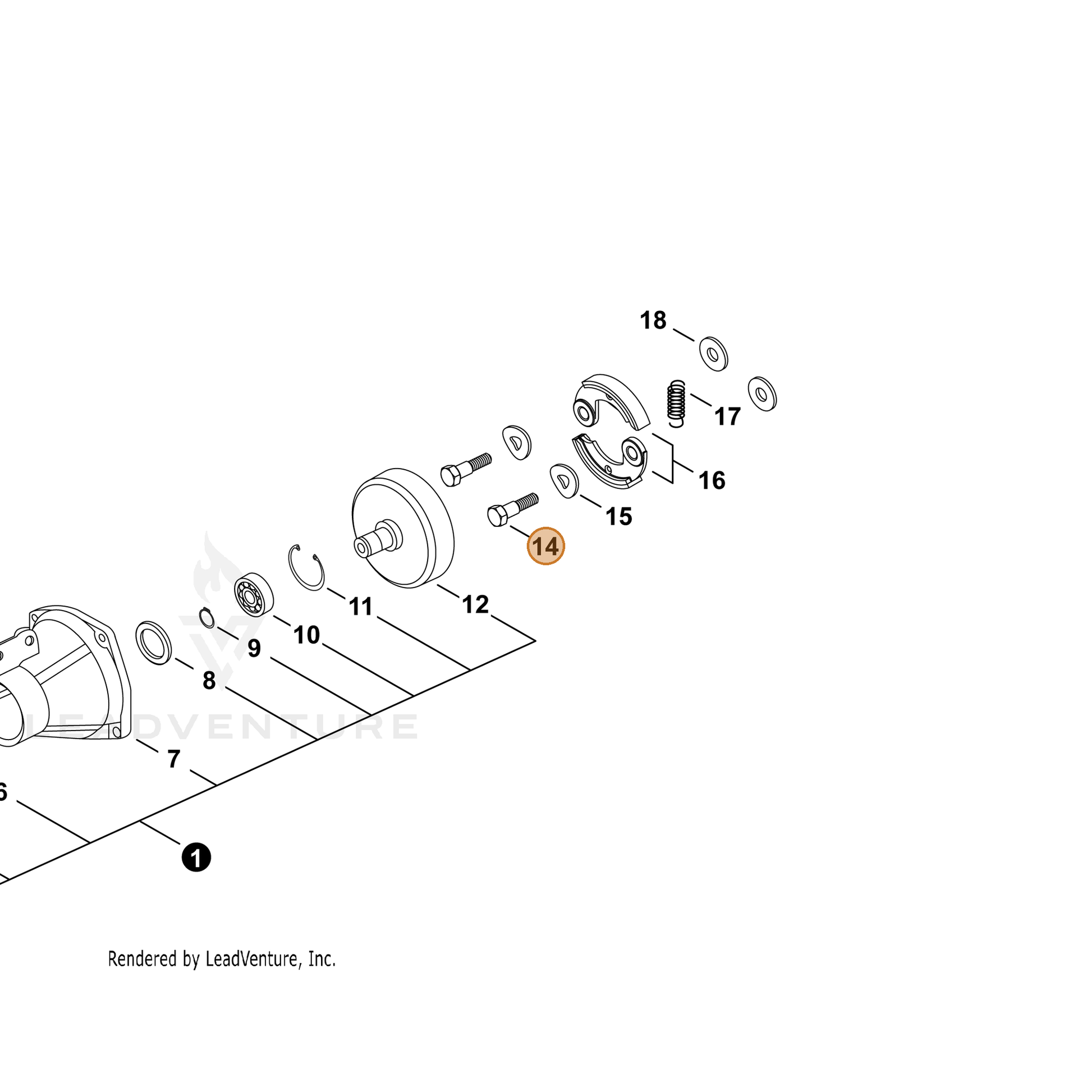 ECHO part 17504606230 — IPL diagram snippet (6x zoom, amber highlight)