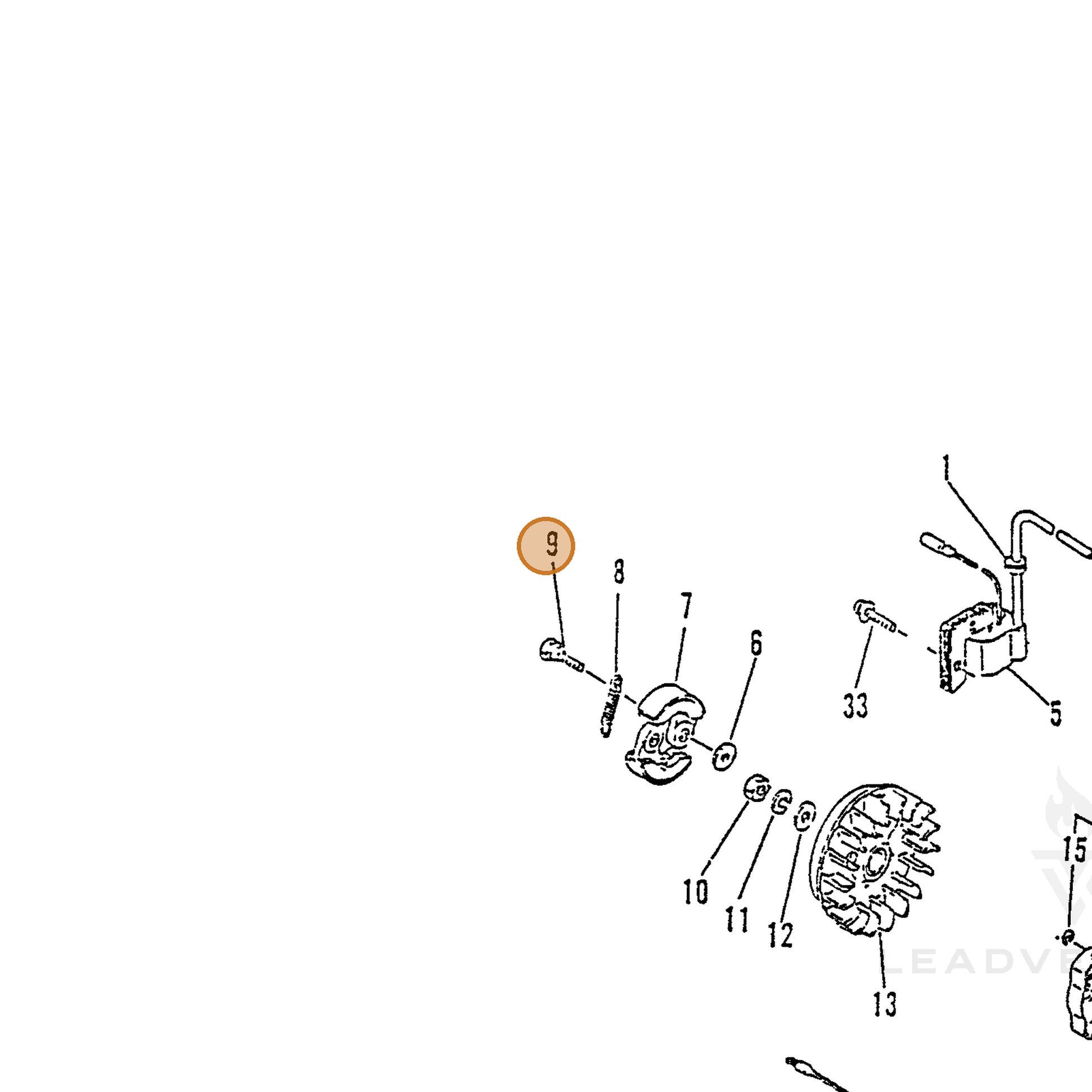 ECHO part 17504622332 — IPL diagram snippet (6x zoom, amber highlight)