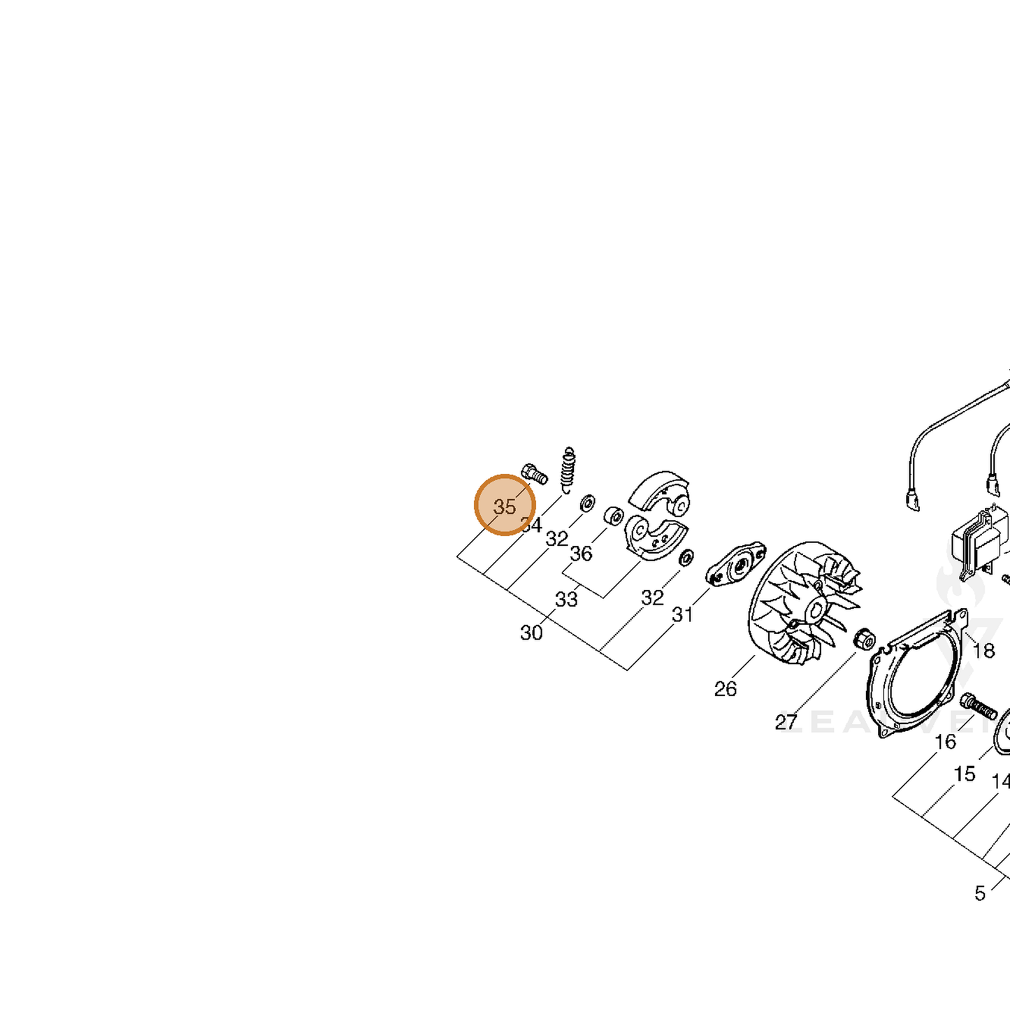 ECHO part 17504654430 — IPL diagram snippet (6x zoom, amber highlight)