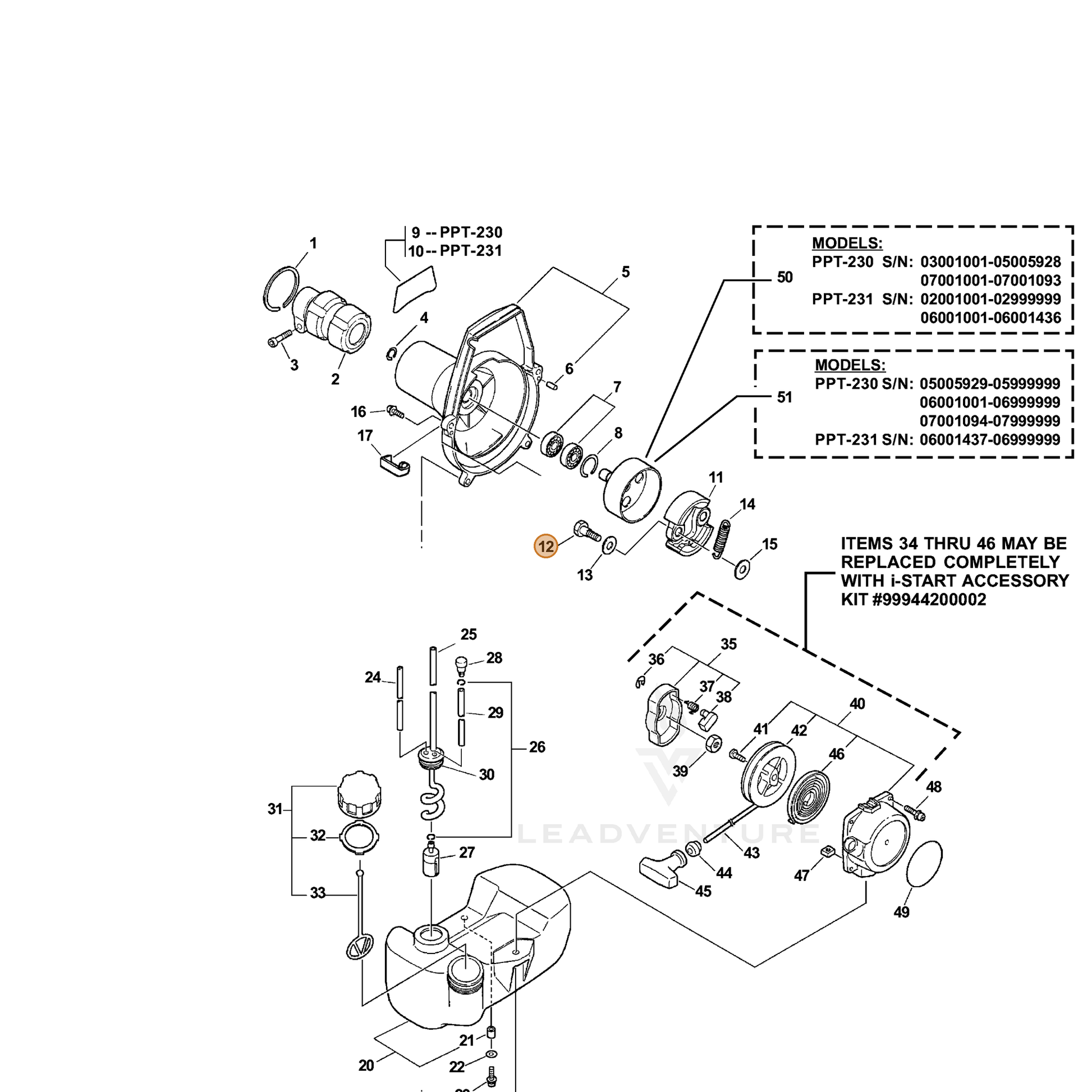 ECHO part 17504656030 — IPL diagram snippet (6x zoom, amber highlight)