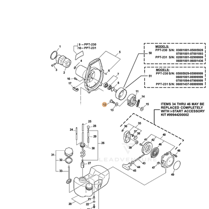 ECHO part 17504656030 — IPL diagram snippet (6x zoom, amber highlight)