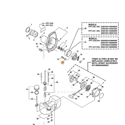 ECHO part 17504956030 — IPL diagram snippet (6x zoom, amber highlight)
