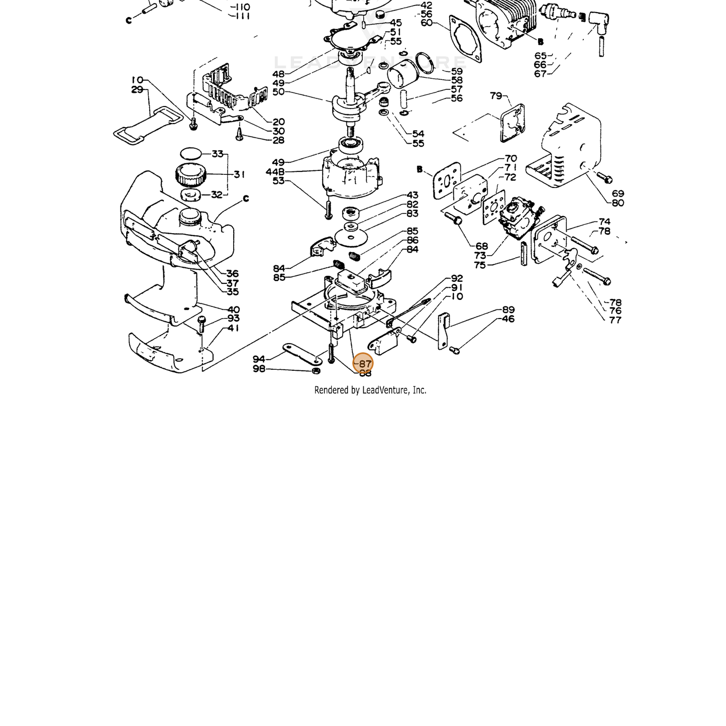 ECHO part 17505502961 — IPL diagram snippet (6x zoom, amber highlight)