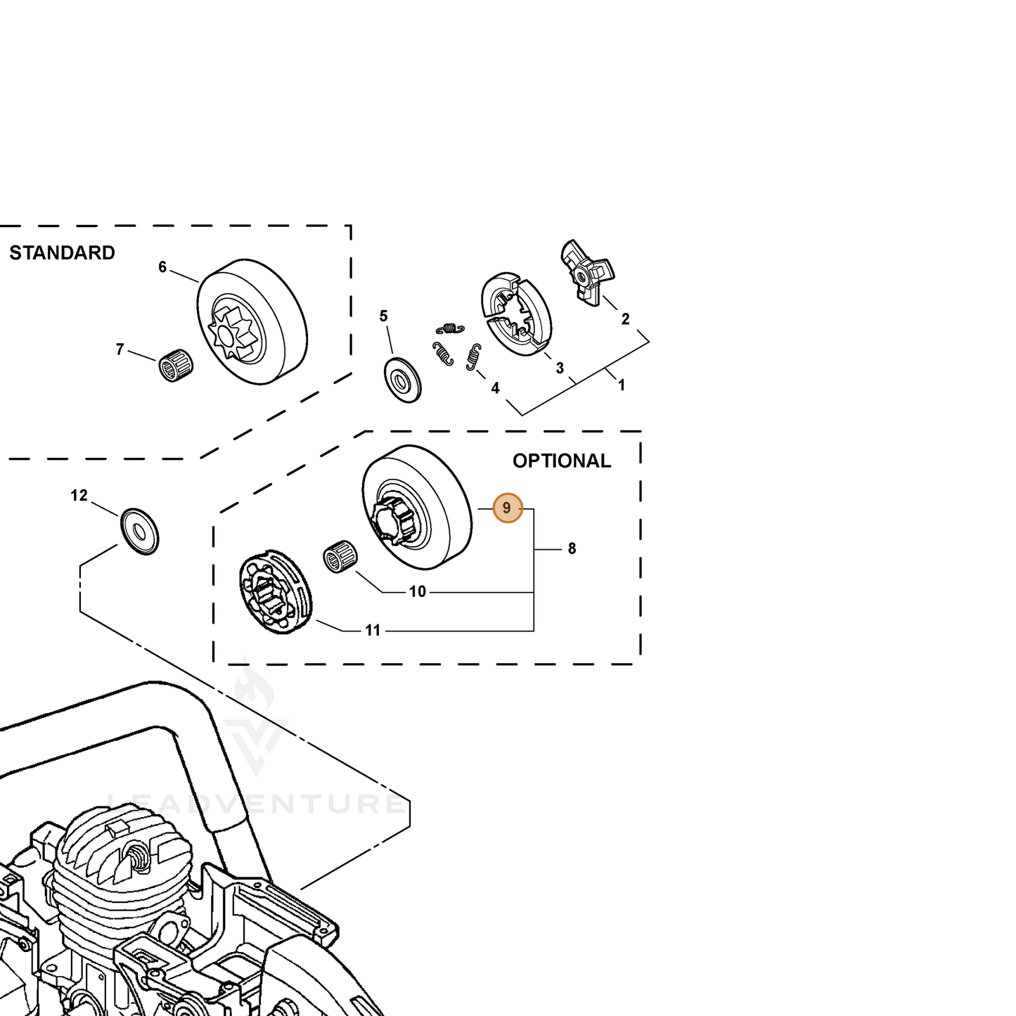 ECHO part 17510535431 — IPL diagram snippet (6x zoom, amber highlight)