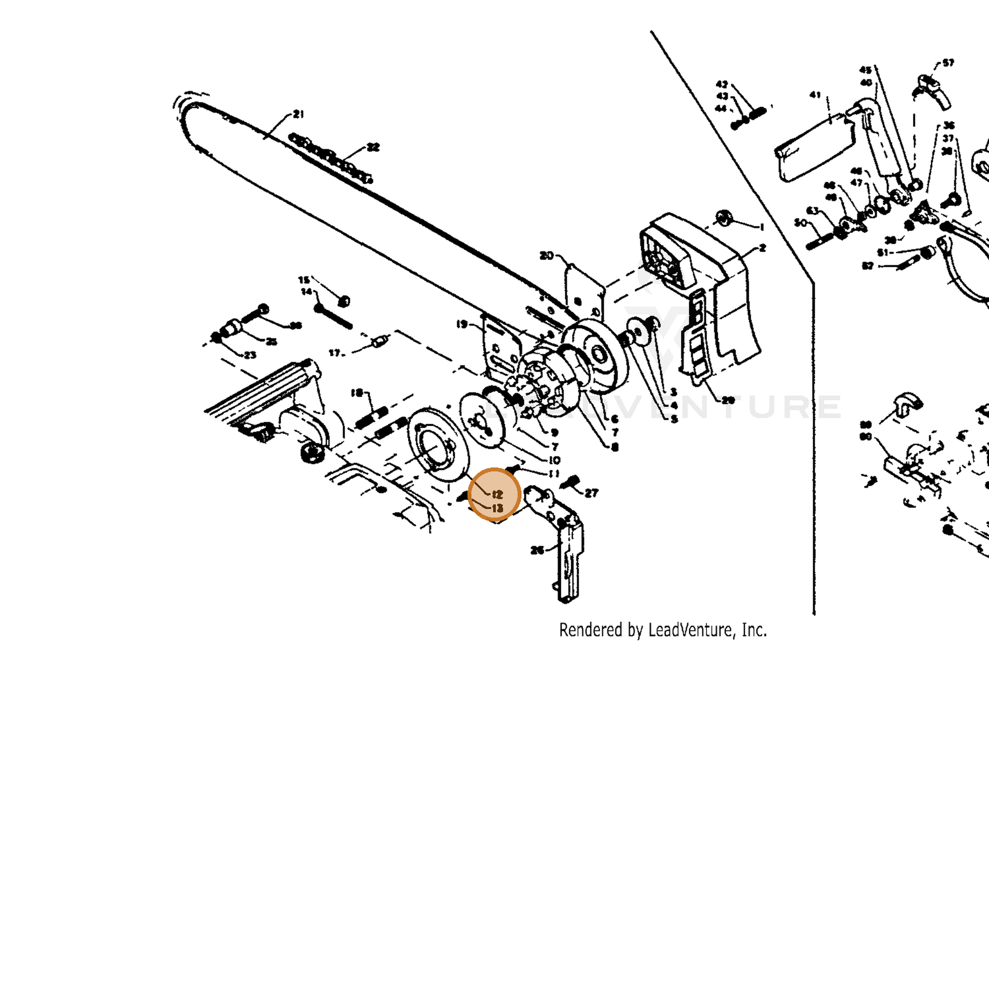 ECHO part 17531012130 — IPL diagram snippet (6x zoom, amber highlight)