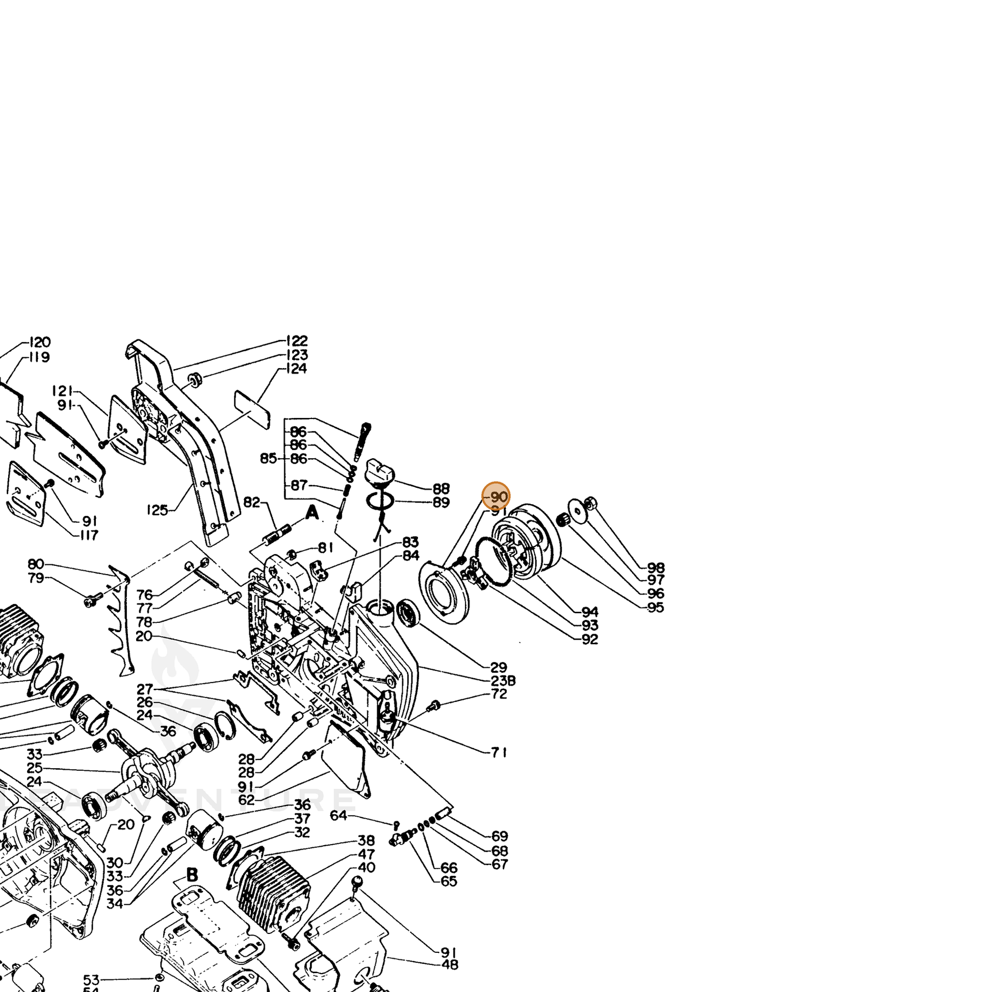 ECHO part 17531016130 — IPL diagram snippet (6x zoom, amber highlight)