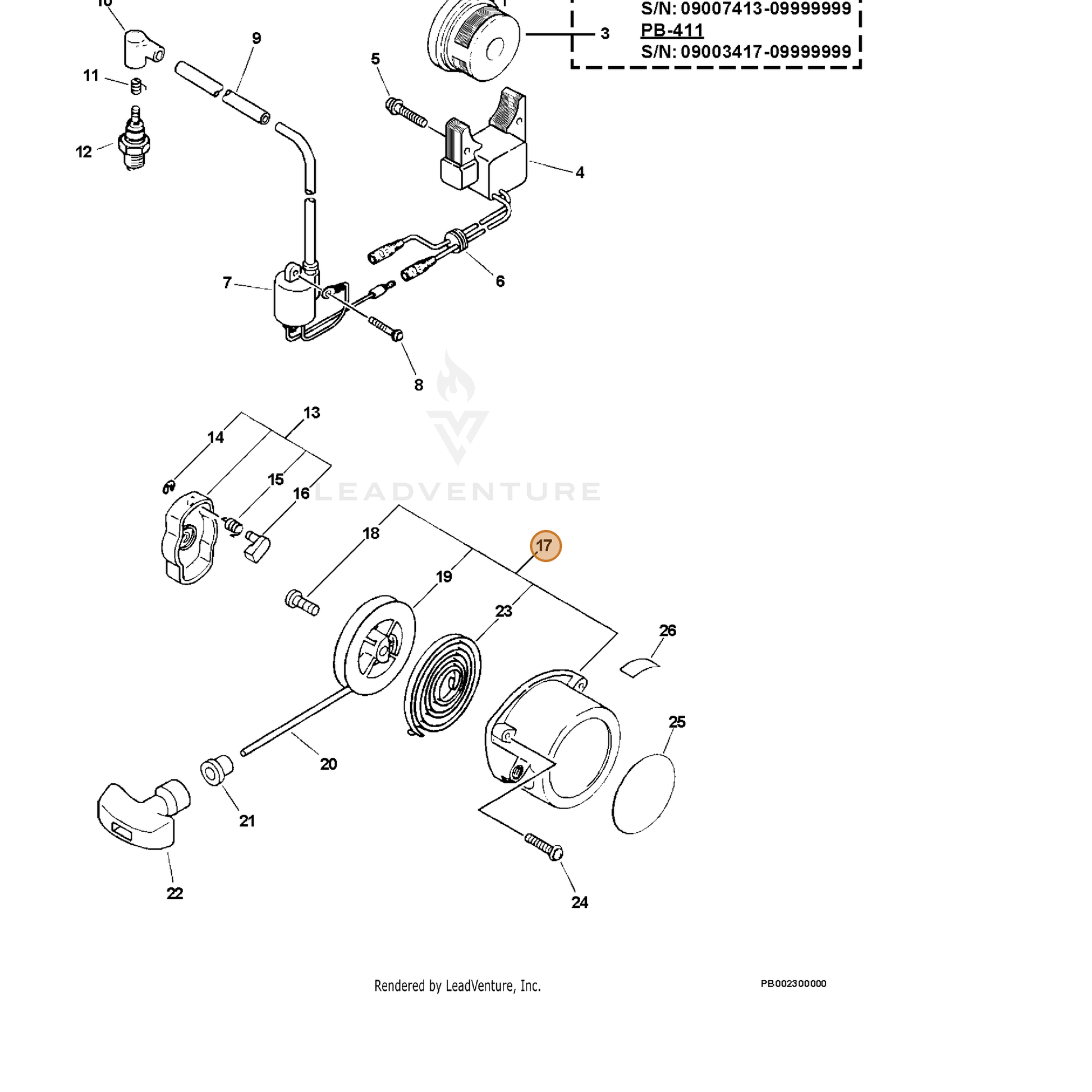 ECHO part 17720000760 — IPL diagram snippet (6x zoom, amber highlight)