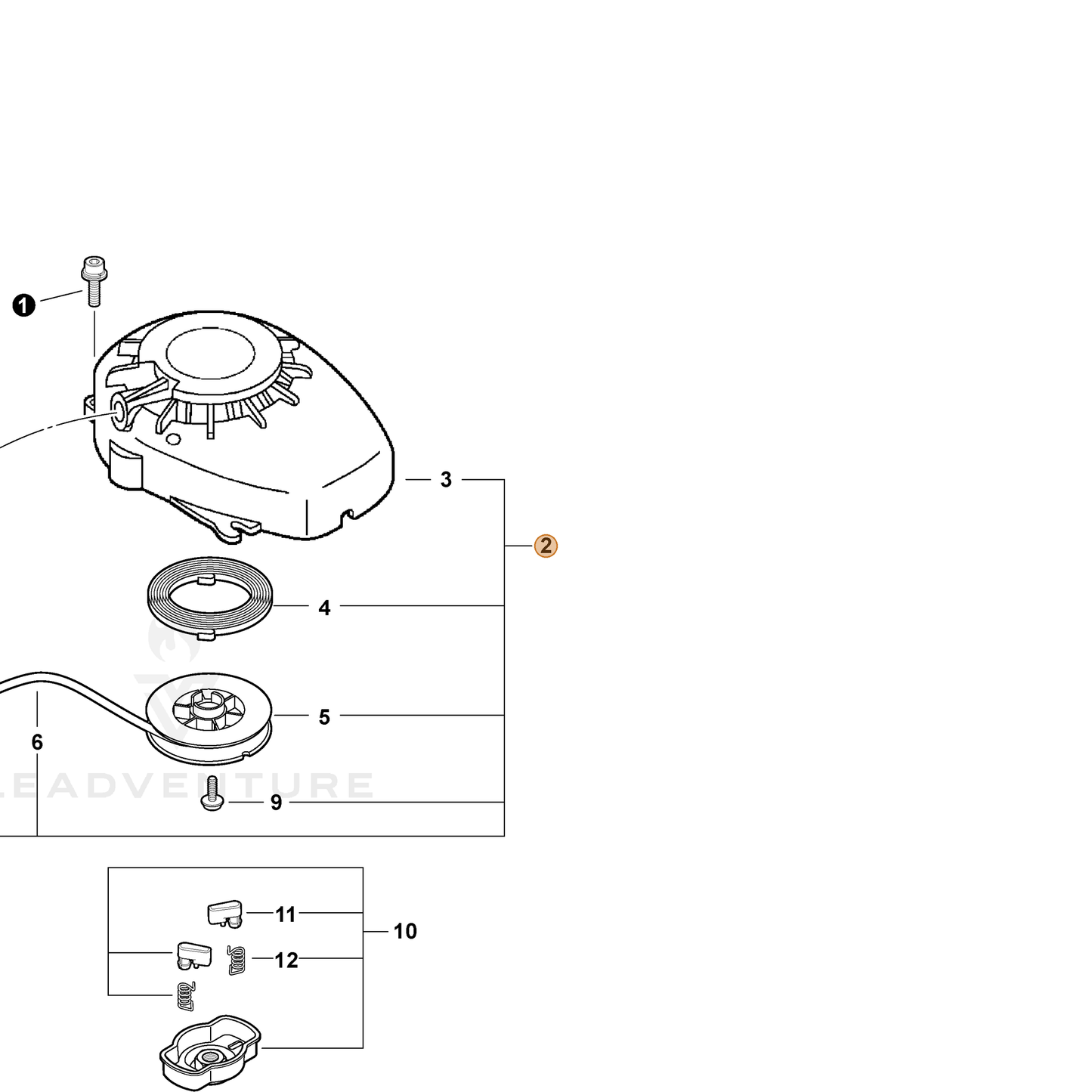 ECHO part 17720005363 — IPL diagram snippet (6x zoom, amber highlight)