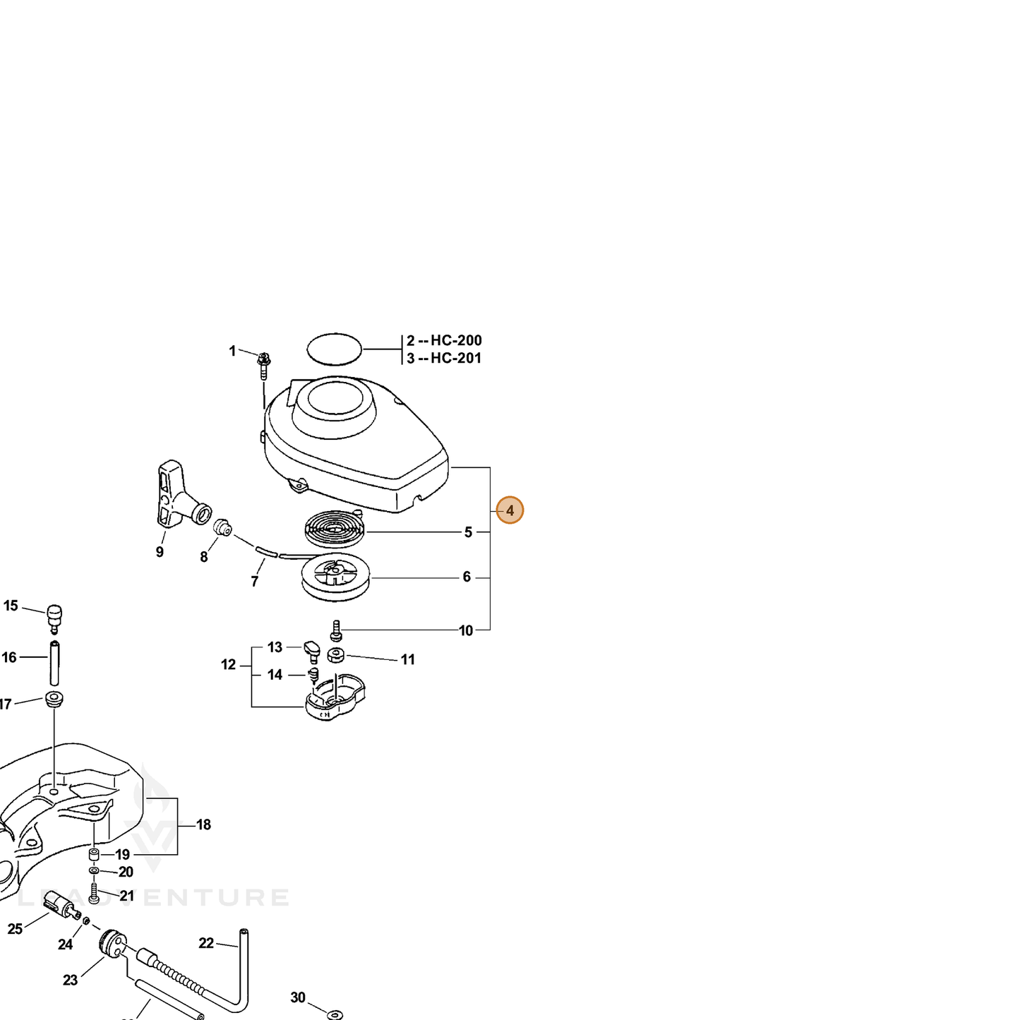 ECHO part 17720005962 — IPL diagram snippet (6x zoom, amber highlight)