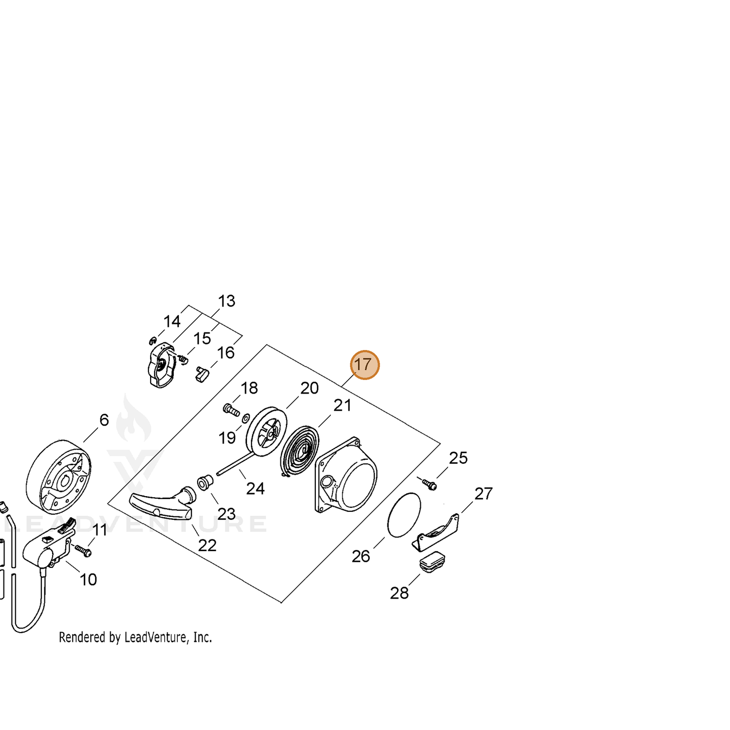 ECHO part 17720006210 — IPL diagram snippet (6x zoom, amber highlight)