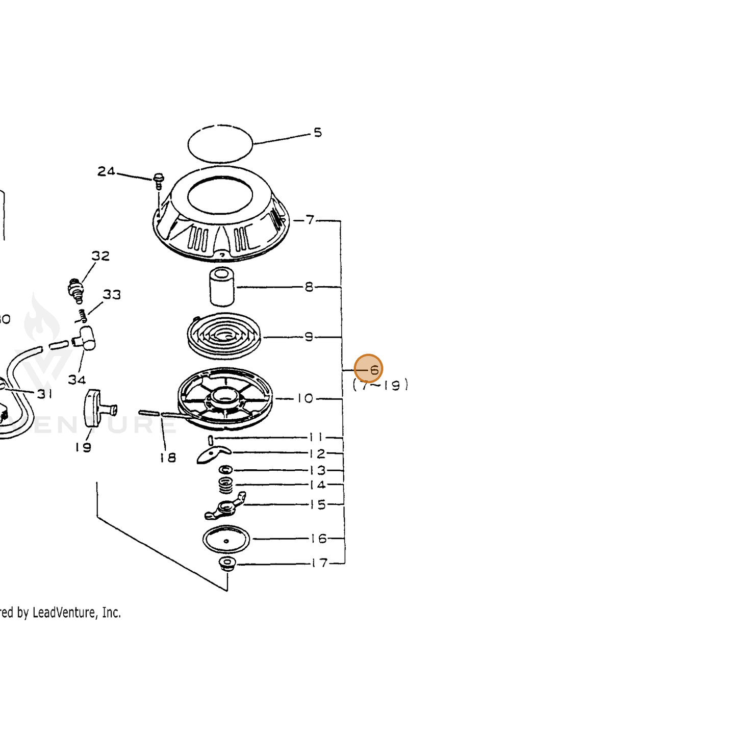 ECHO part 17720011621 — IPL diagram snippet (6x zoom, amber highlight)