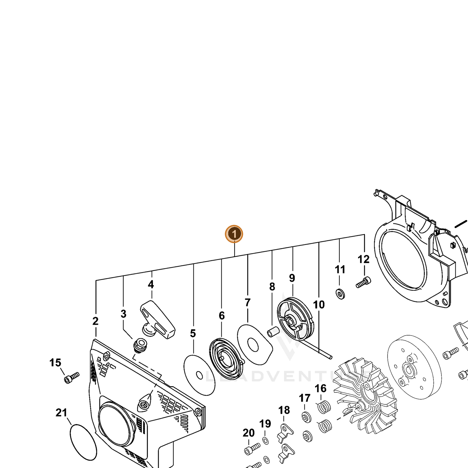 ECHO part 17720038833 — IPL diagram snippet (6x zoom, amber highlight)