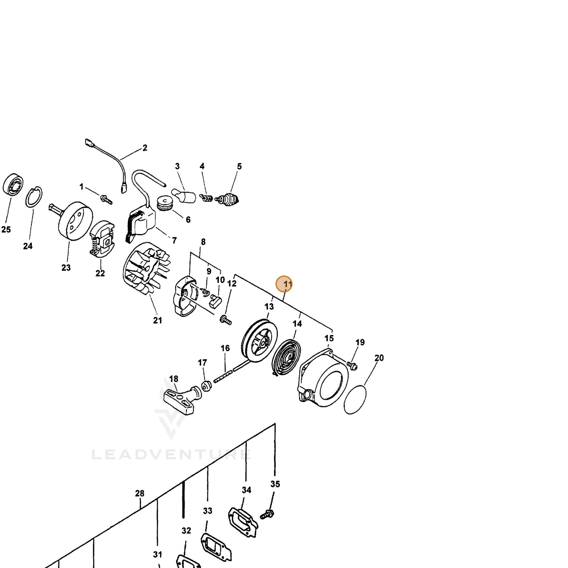 ECHO part 17720042033 — IPL diagram snippet (6x zoom, amber highlight)