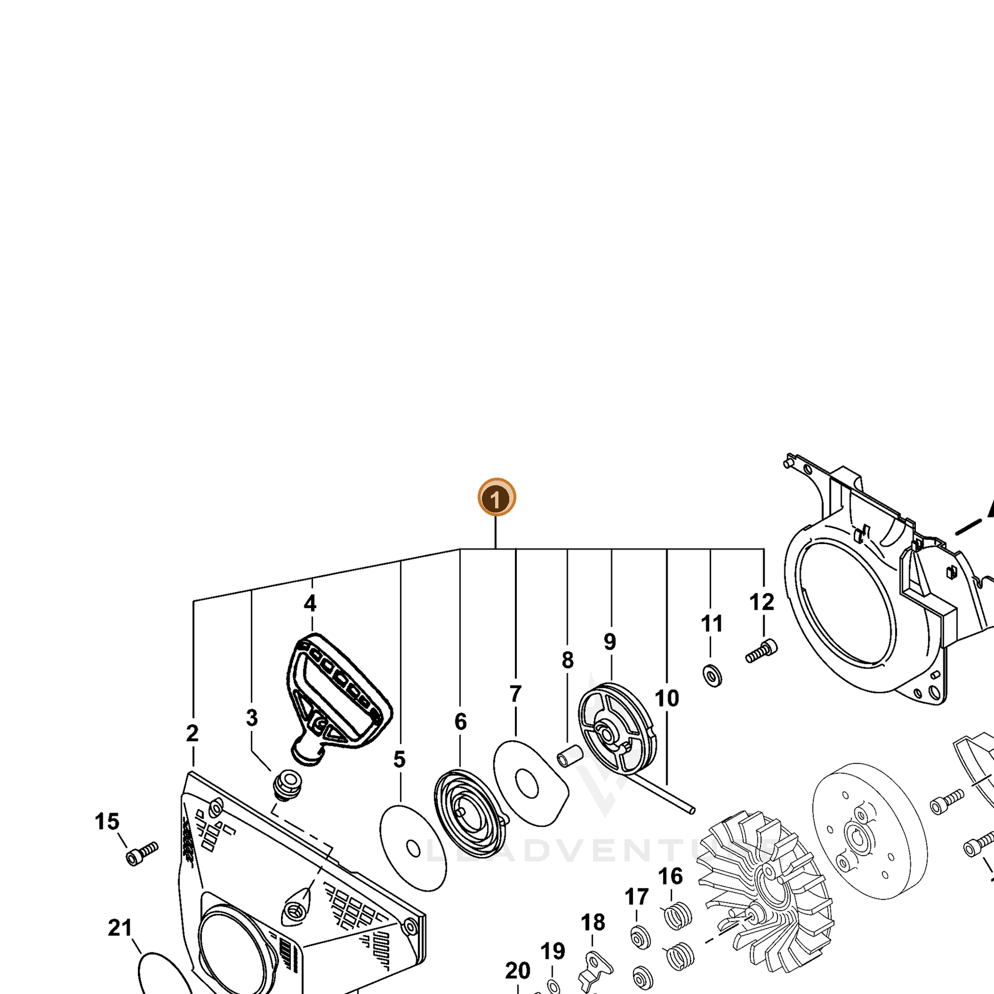 ECHO part 17720059631 — IPL diagram snippet (6x zoom, amber highlight)