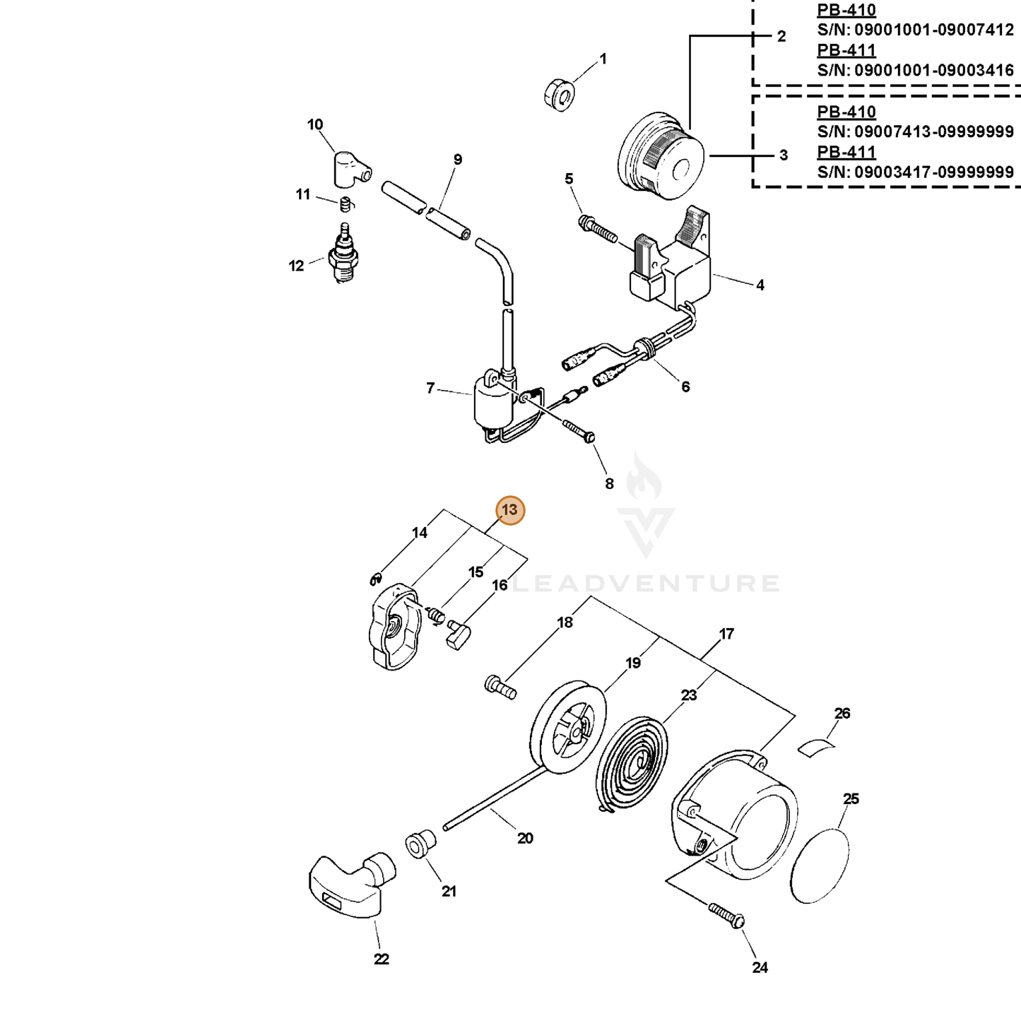 ECHO part 17720202110 — IPL diagram snippet (6x zoom, amber highlight)