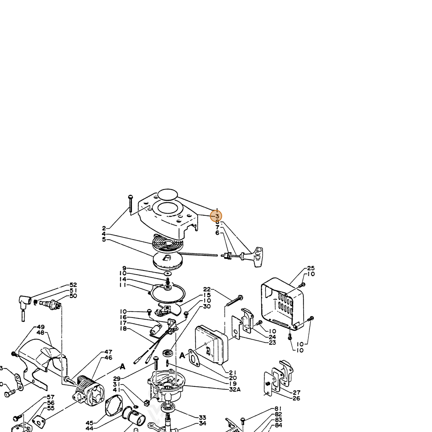 ECHO part 17720901360 — IPL diagram snippet (6x zoom, amber highlight)