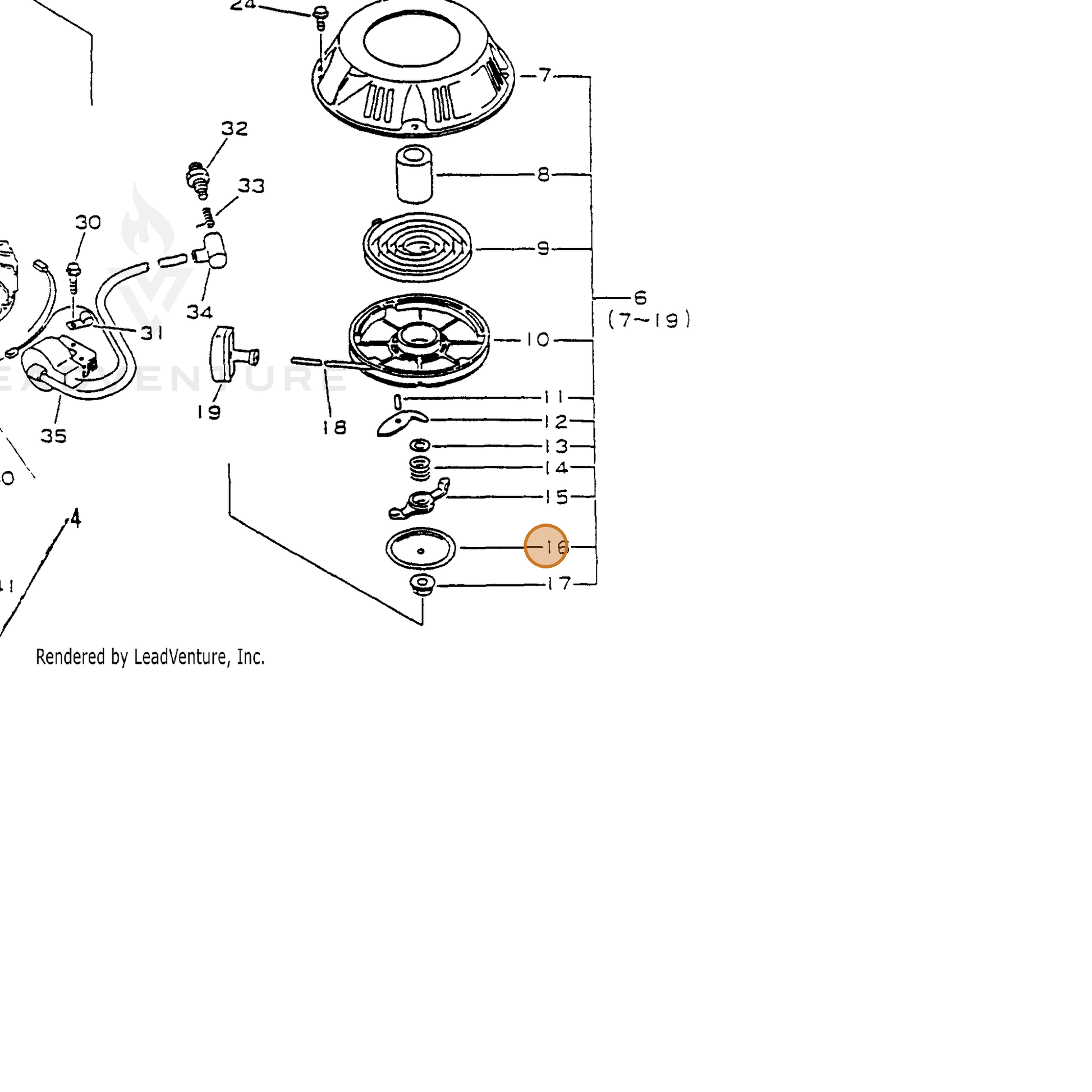ECHO part 17721111620 — IPL diagram snippet (6x zoom, amber highlight)