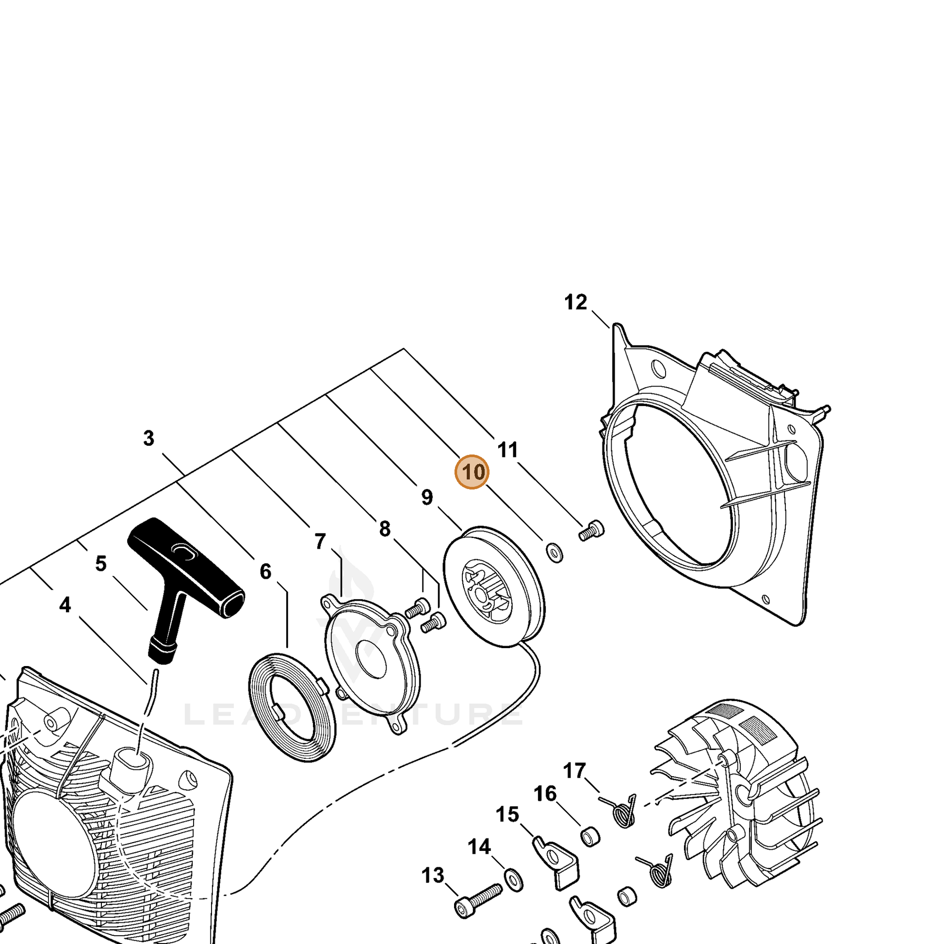 ECHO part 17721402830 — IPL diagram snippet (6x zoom, amber highlight)