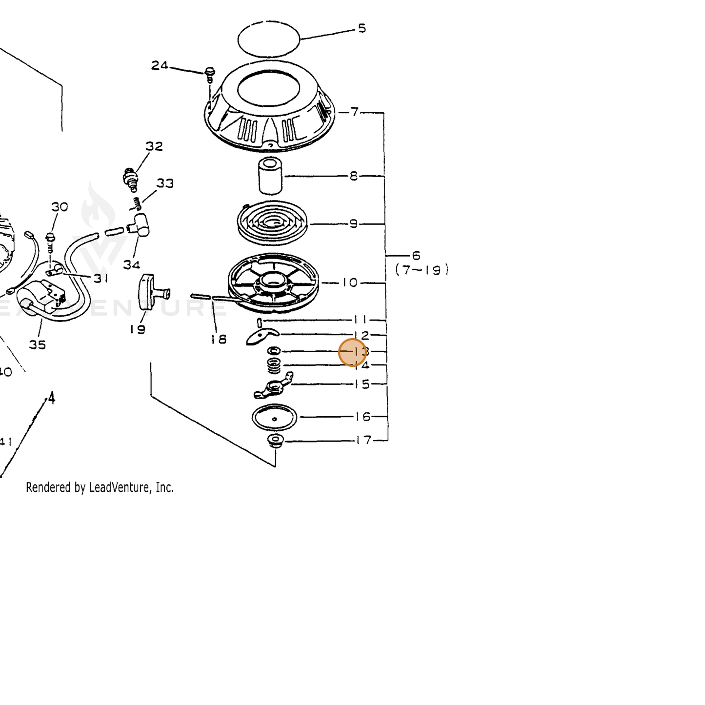 ECHO part 17721411620 — IPL diagram snippet (6x zoom, amber highlight)