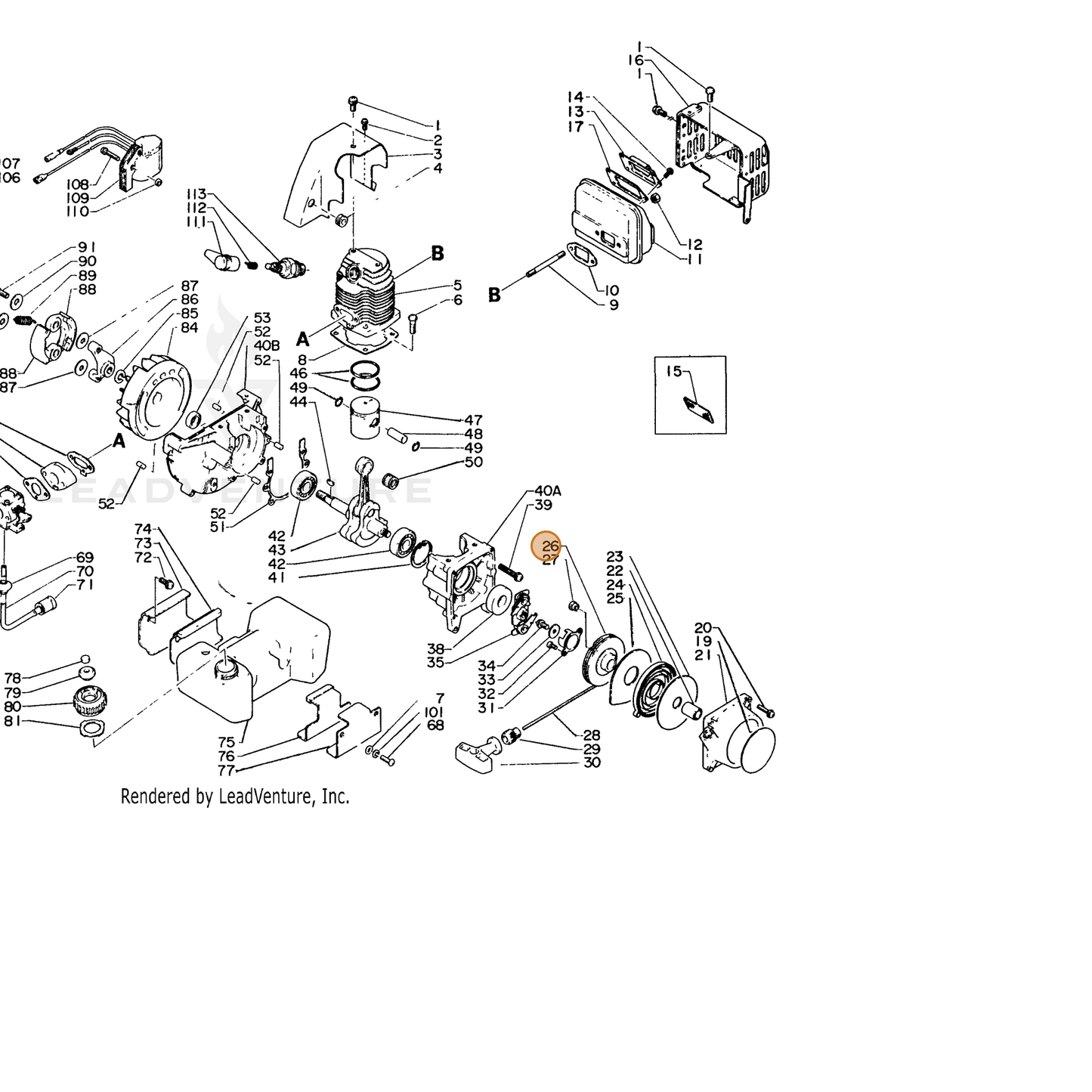 ECHO part 17721504130 — IPL diagram snippet (6x zoom, amber highlight)