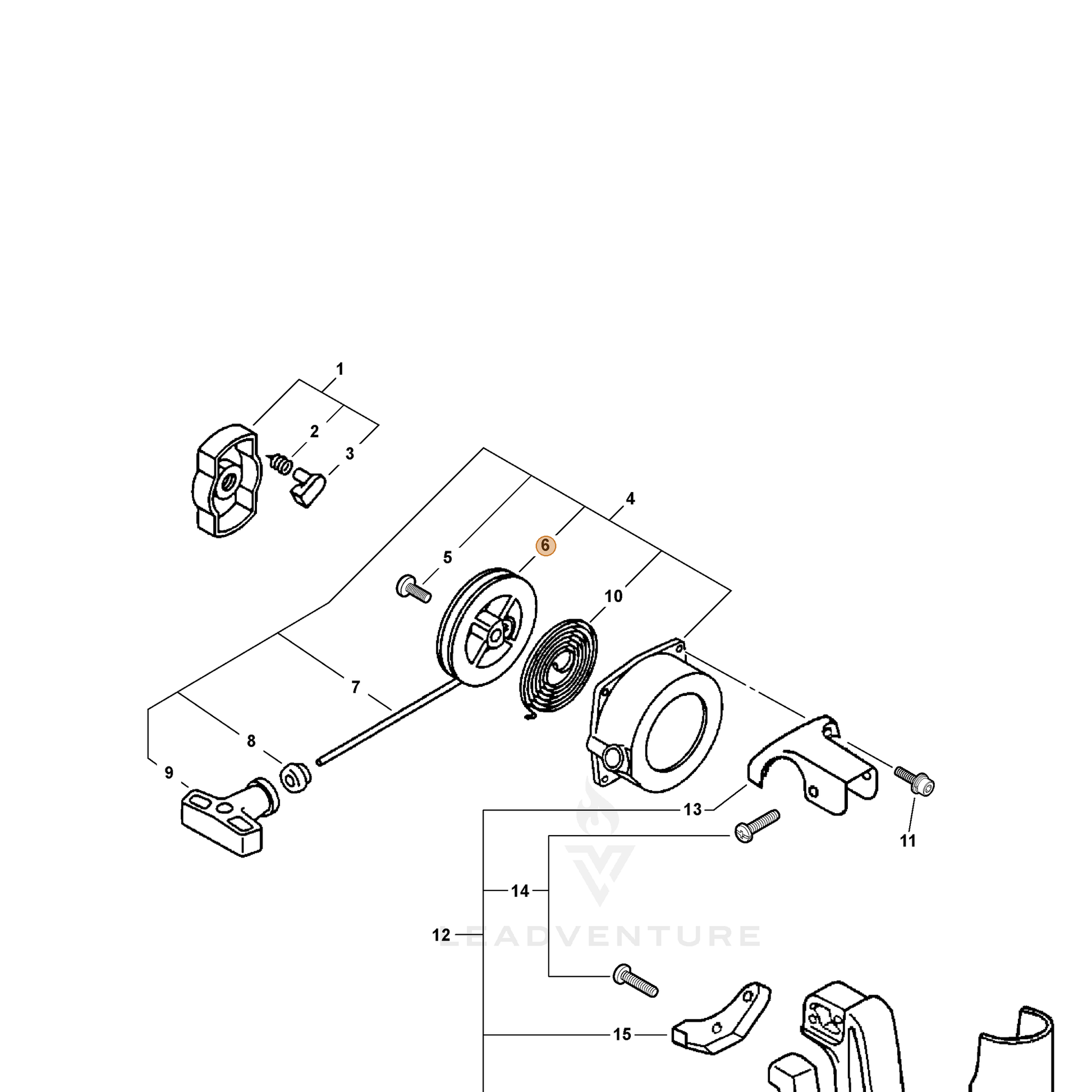 ECHO part 17721505960 — IPL diagram snippet (6x zoom, amber highlight)