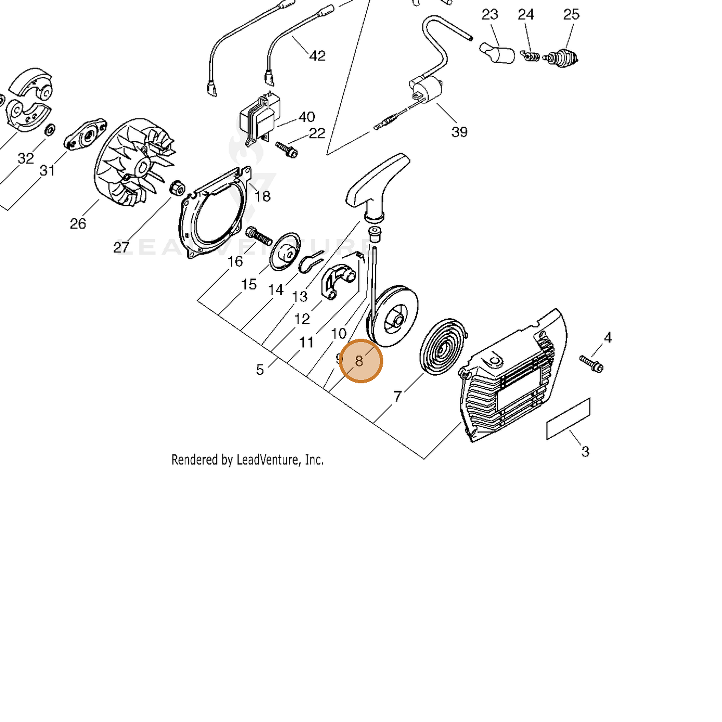 ECHO part 17721506230 — IPL diagram snippet (6x zoom, amber highlight)