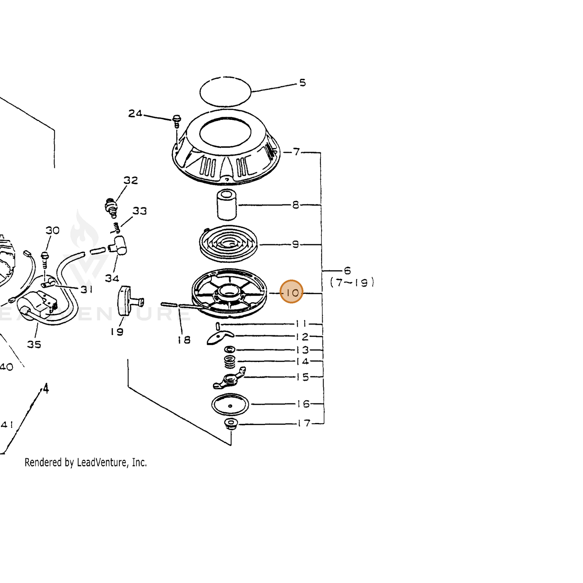 ECHO part 17721511620 — IPL diagram snippet (6x zoom, amber highlight)