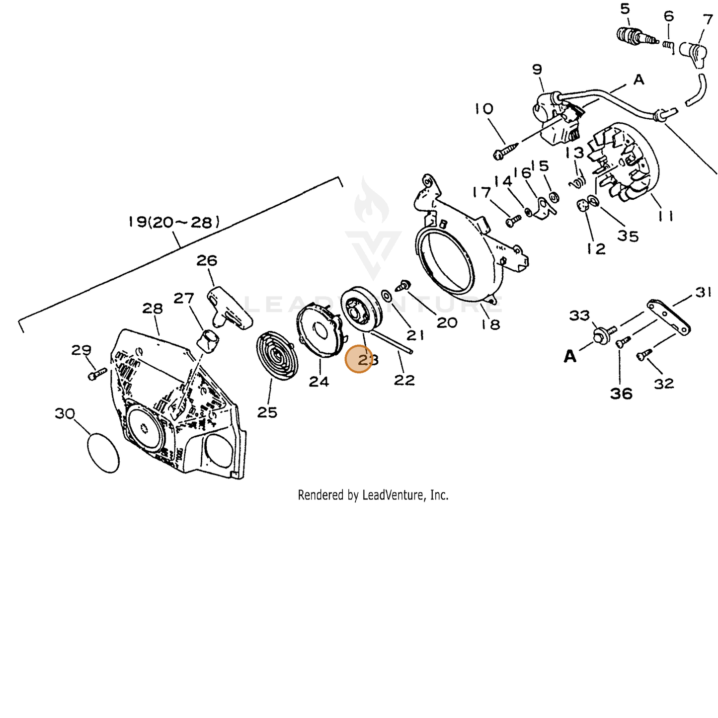 ECHO part 17721535430 — IPL diagram snippet (6x zoom, amber highlight)