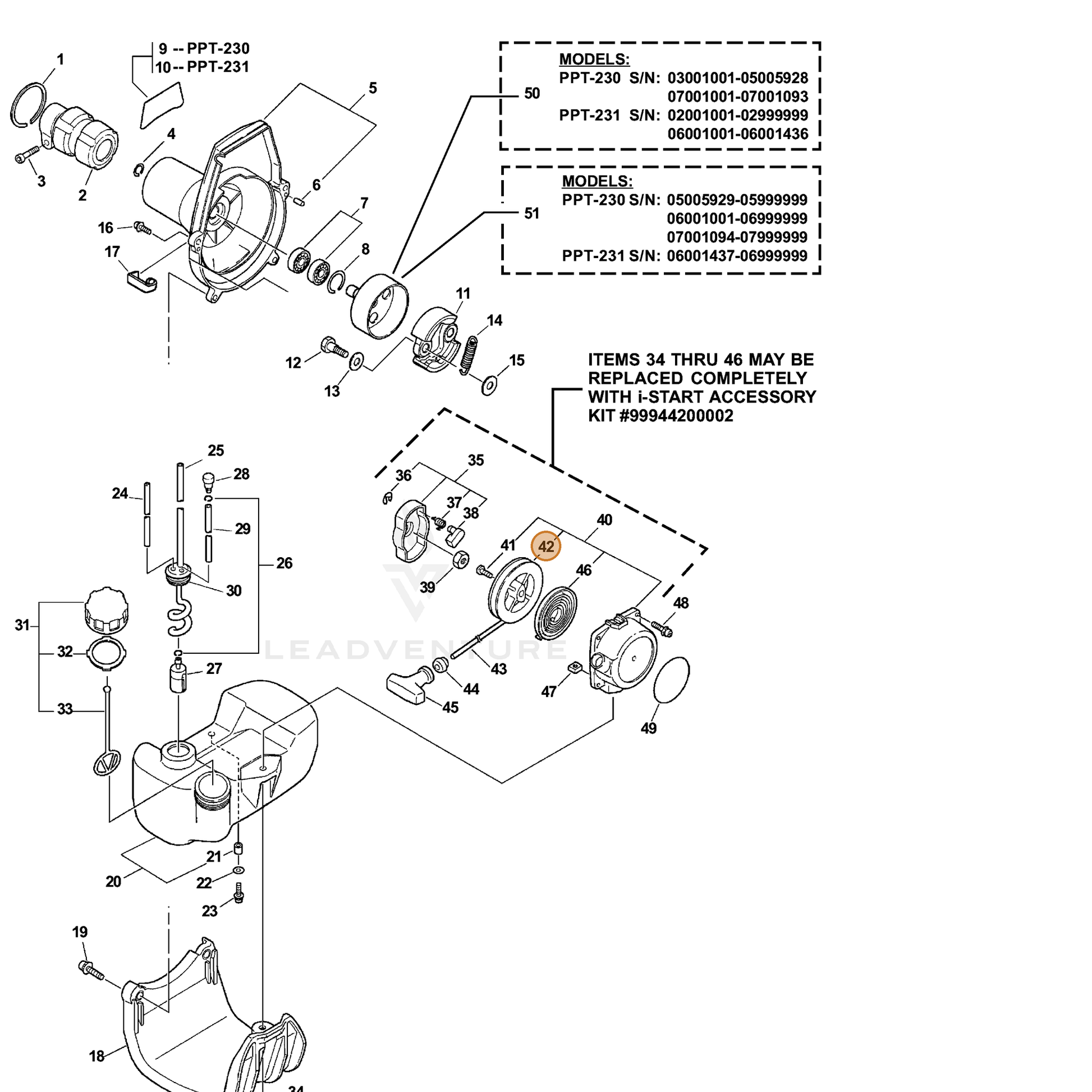 ECHO part 17721540630 — IPL diagram snippet (6x zoom, amber highlight)
