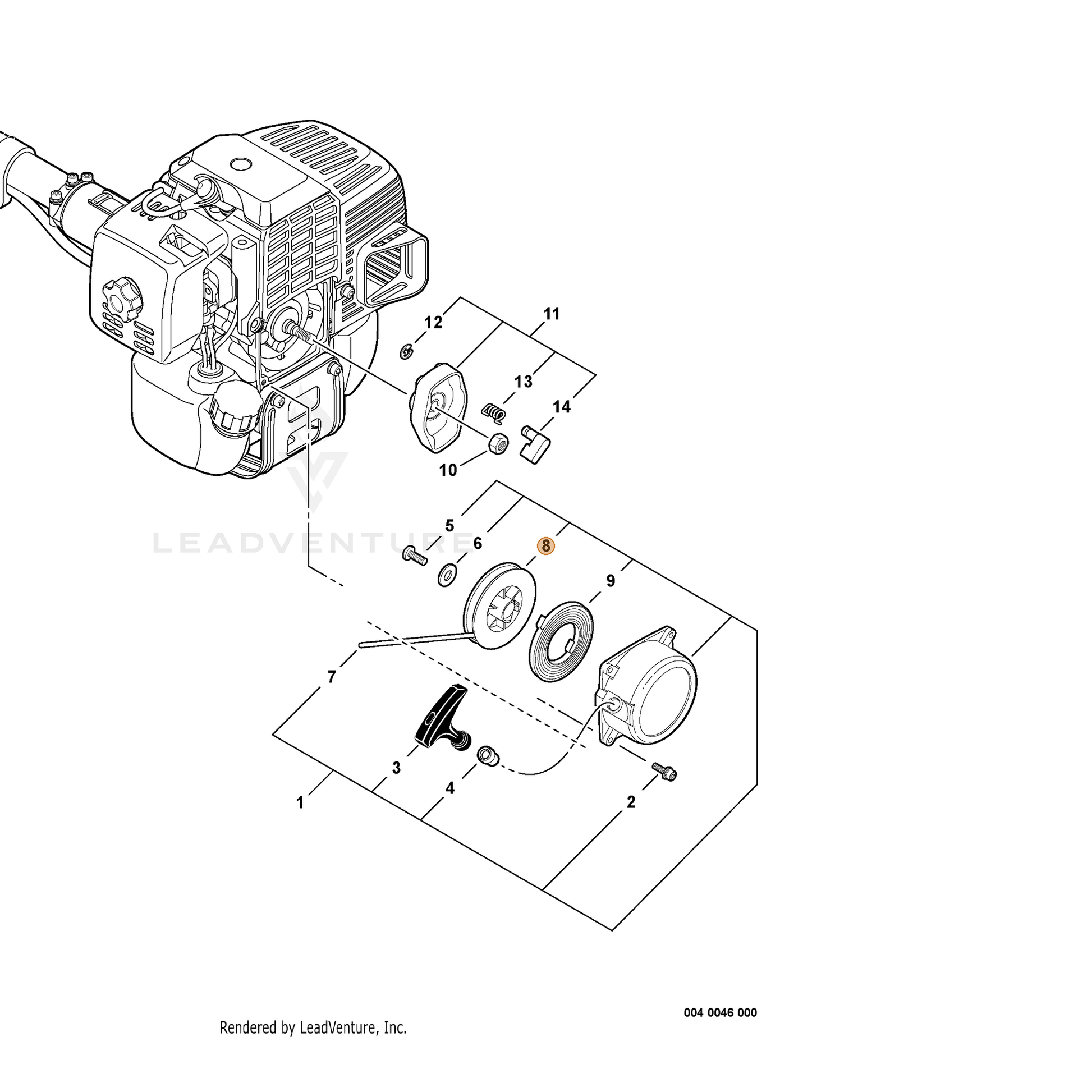 ECHO part 17721543130 — IPL diagram snippet (6x zoom, amber highlight)