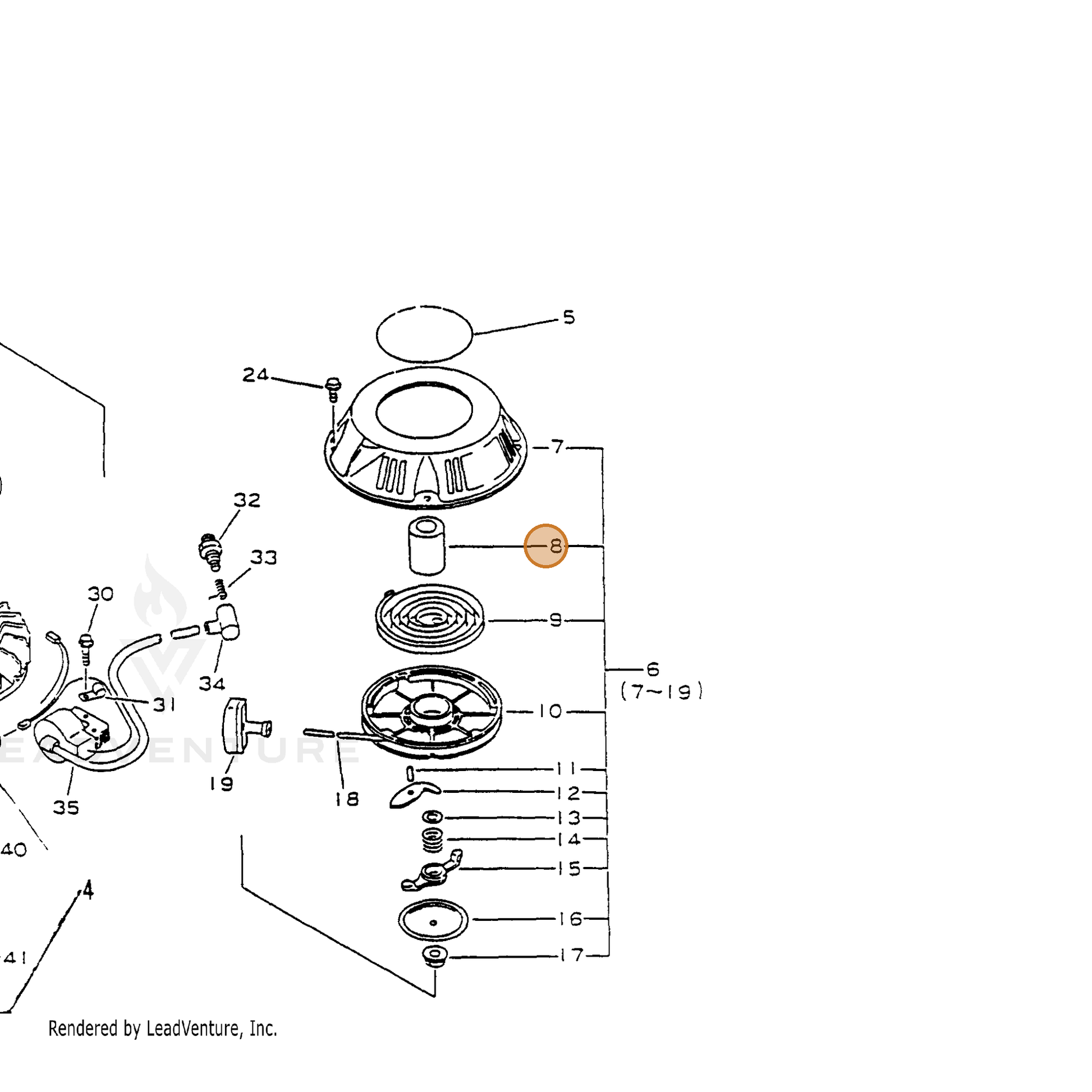 ECHO part 17721611620 — IPL diagram snippet (6x zoom, amber highlight)