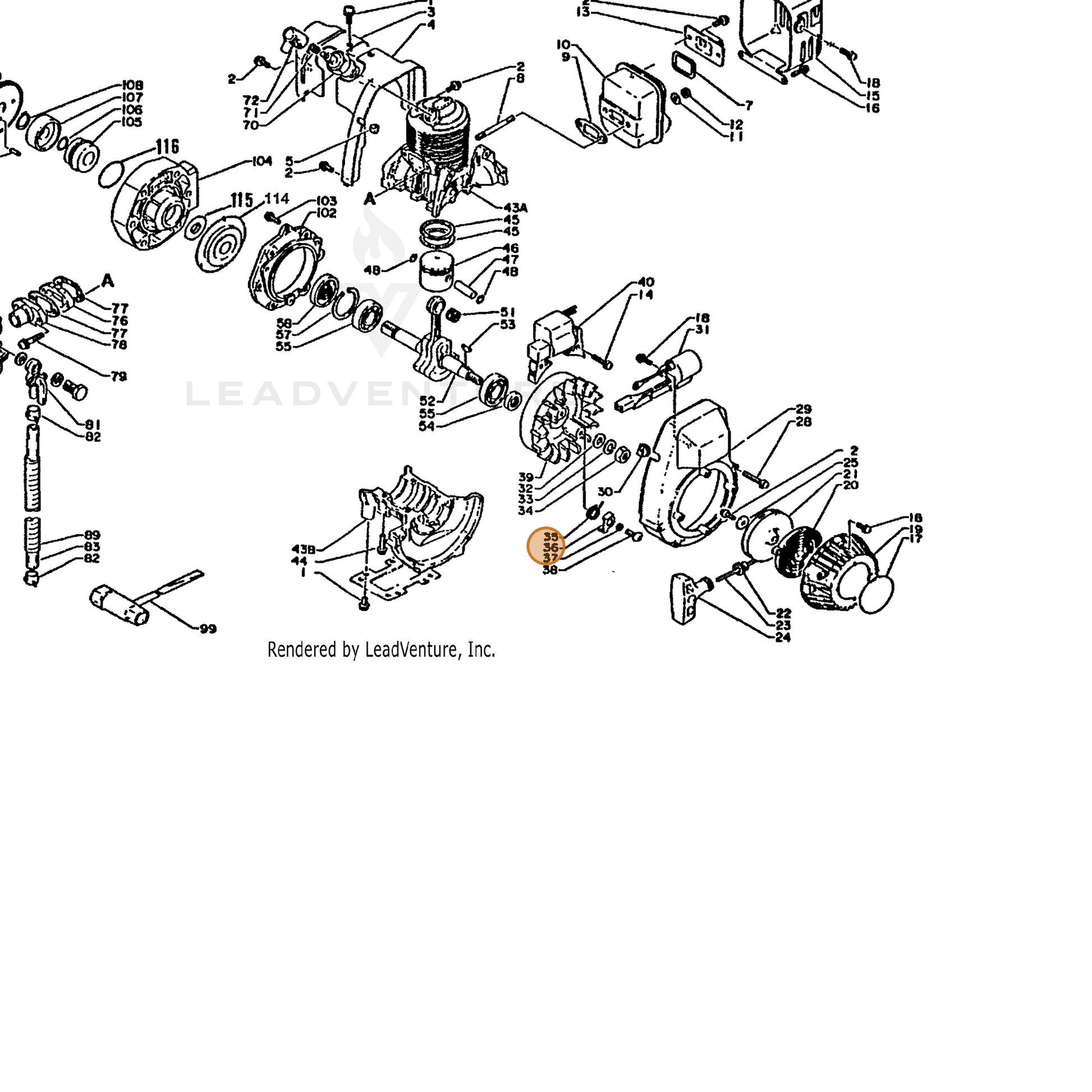 ECHO part 17721804920 — IPL diagram snippet (6x zoom, amber highlight)