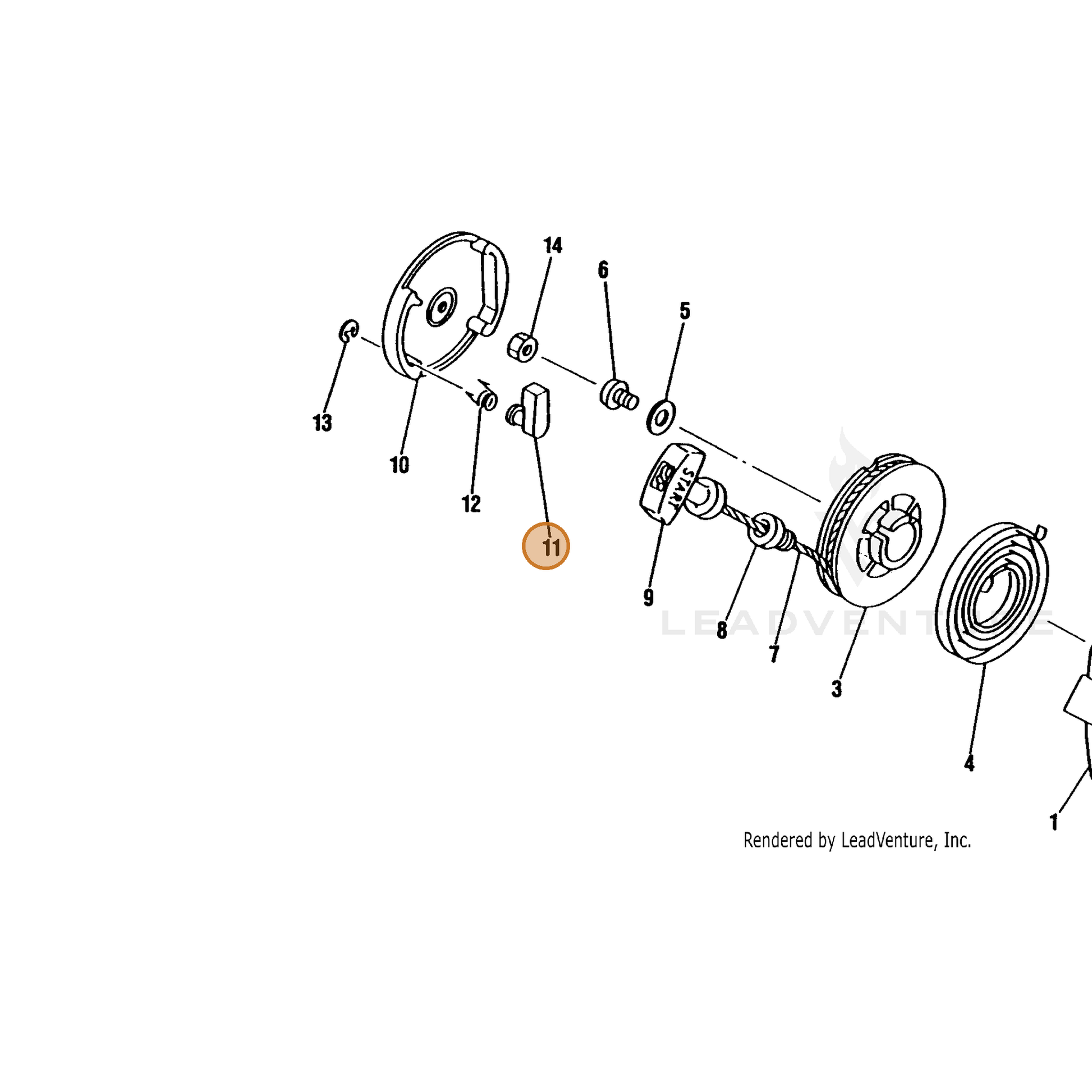ECHO part 17721805960 — IPL diagram snippet (6x zoom, amber highlight)