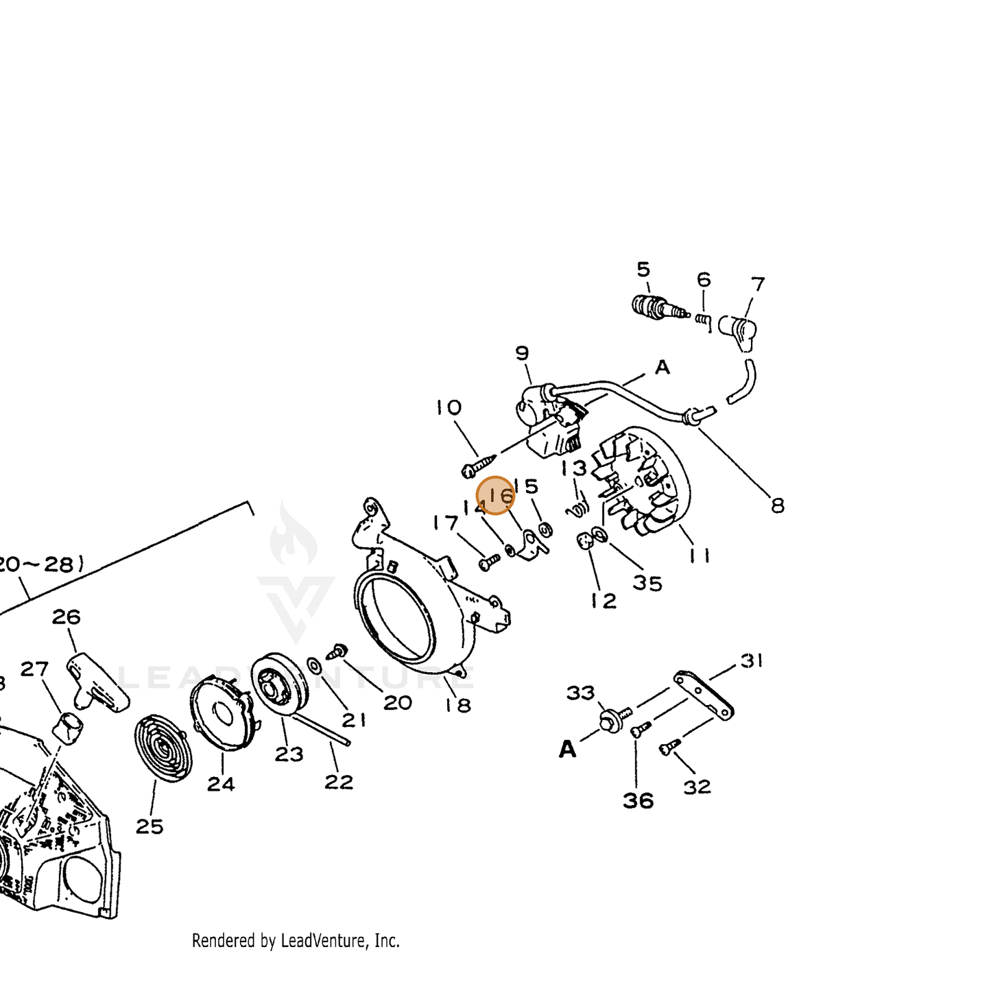 ECHO part 17721835430 — IPL diagram snippet (6x zoom, amber highlight)
