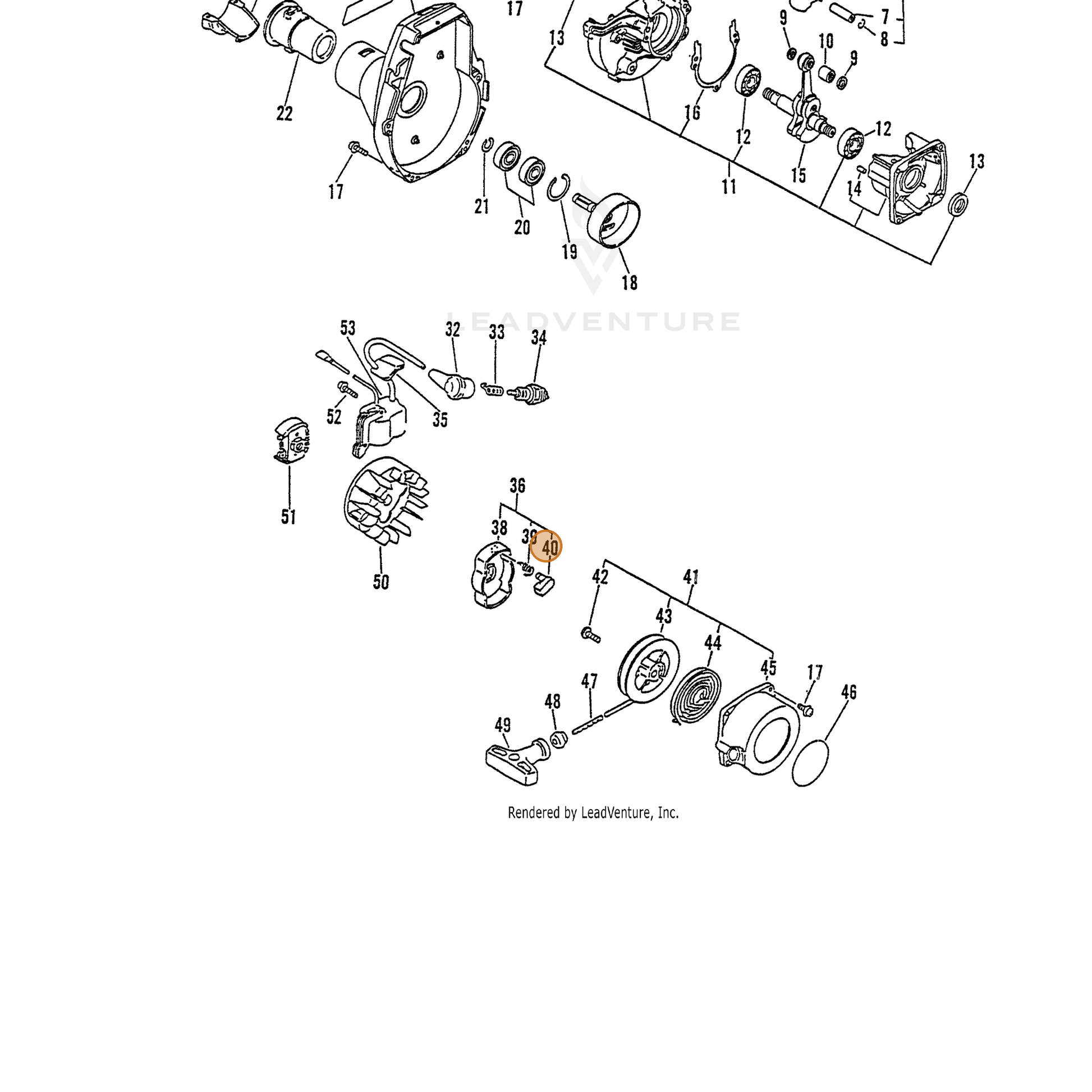 ECHO part 17721842030 — IPL diagram snippet (6x zoom, amber highlight)
