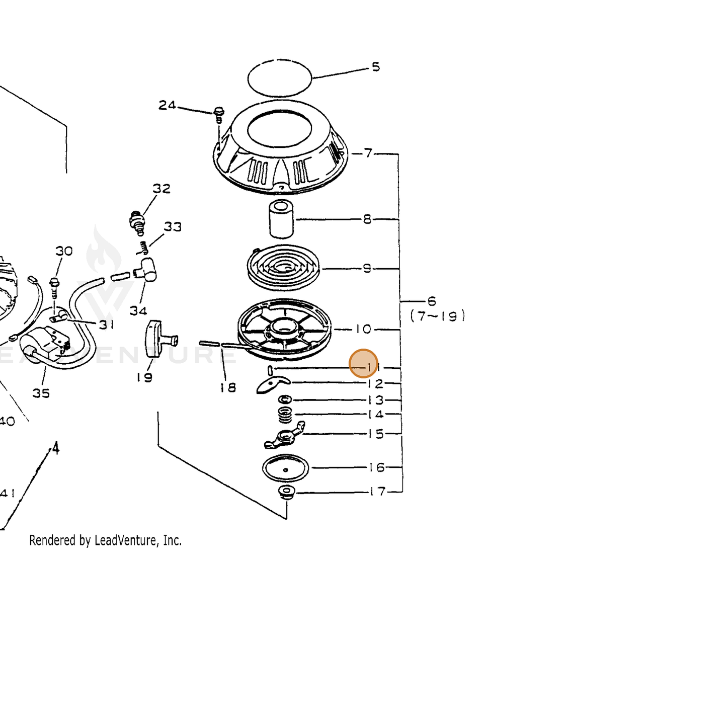 ECHO part 17721911620 — IPL diagram snippet (6x zoom, amber highlight)