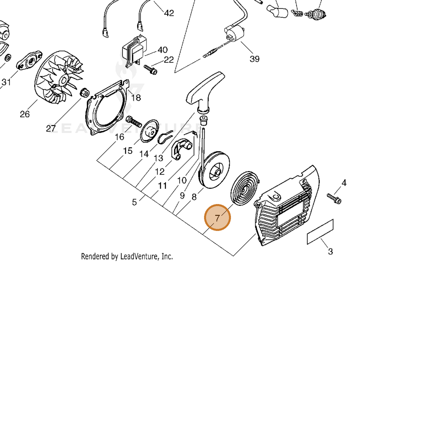ECHO part 17722000220 — IPL diagram snippet (6x zoom, amber highlight)