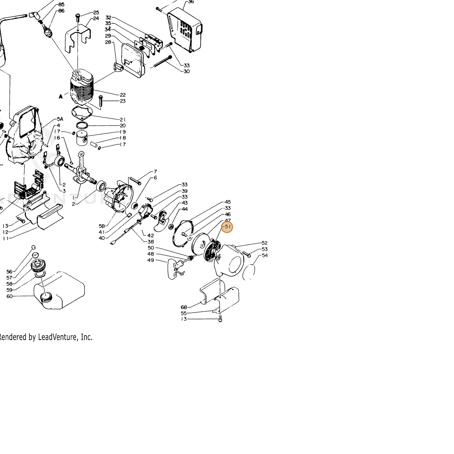 ECHO part 17722006530 — IPL diagram snippet (6x zoom, amber highlight)
